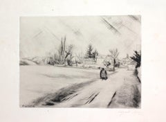 Landscape - Original Etching by Léopold Lévy - XX Century