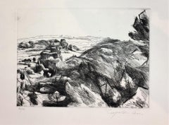 Landschaft - Original-Radierung von Léopold Lévy - XX Jahrhundert