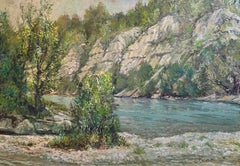 "Flussufer" von Leopold Robert - Öl auf Holz - 65x92,5 cm
