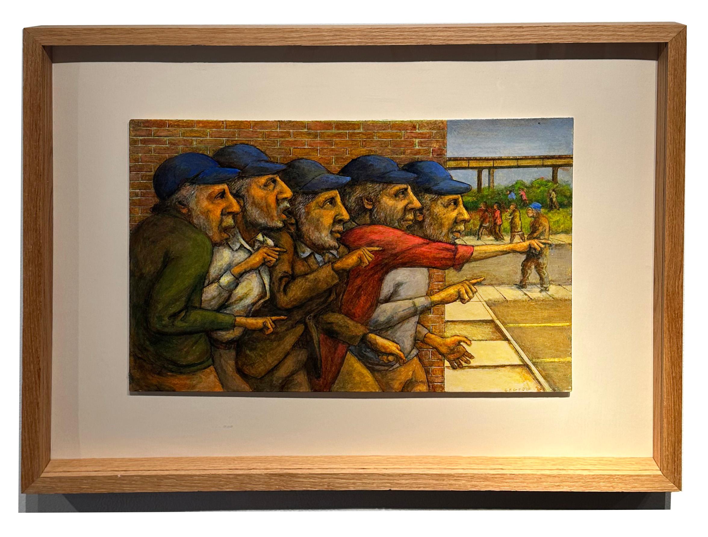 Follow the Leader V - Original Mixed Media on Panel, Framed - Painting by Leopold Segedin