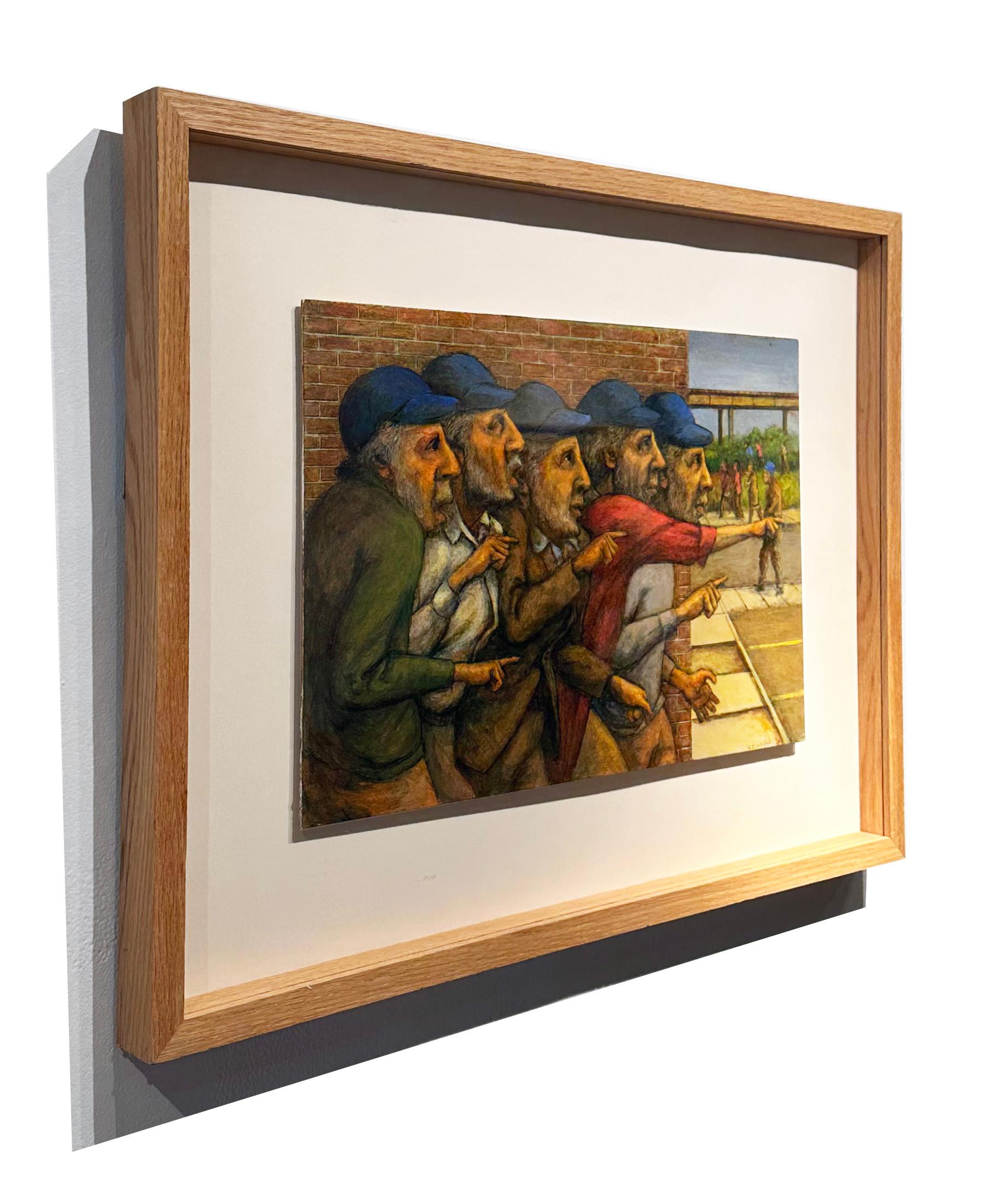 Follow the Leader V - Original Mixed Media on Panel, Framed - Contemporary Painting by Leopold Segedin