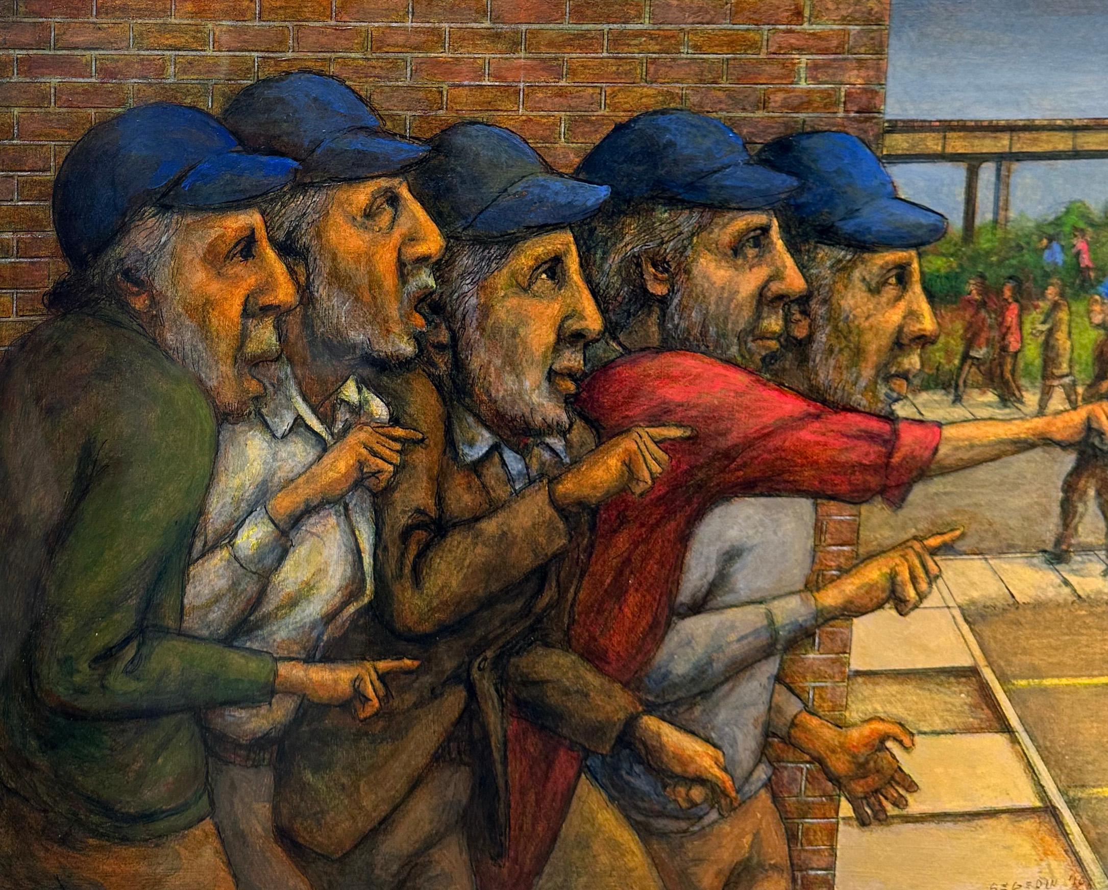 Follow the Leader V - Original Mixed Media on Panel, Framed For Sale 1