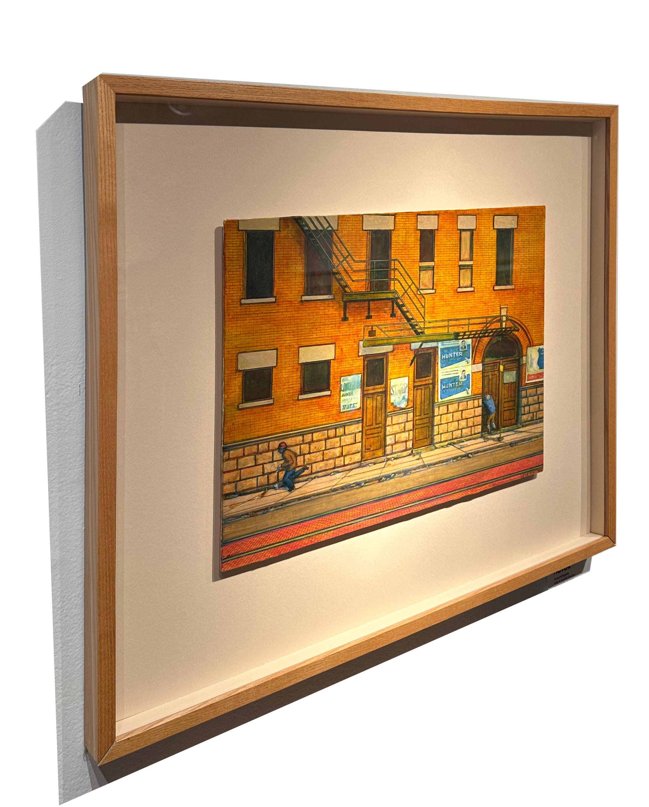 Hide and Seek #5 (Hunter), Original Mixed Media on Panel, Framed For Sale 2