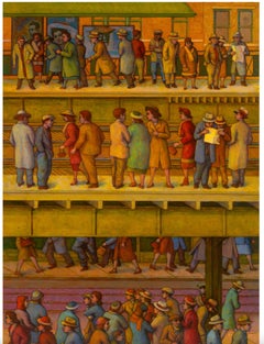 Rush Hour - Original Mixed Media on Panel, Framed