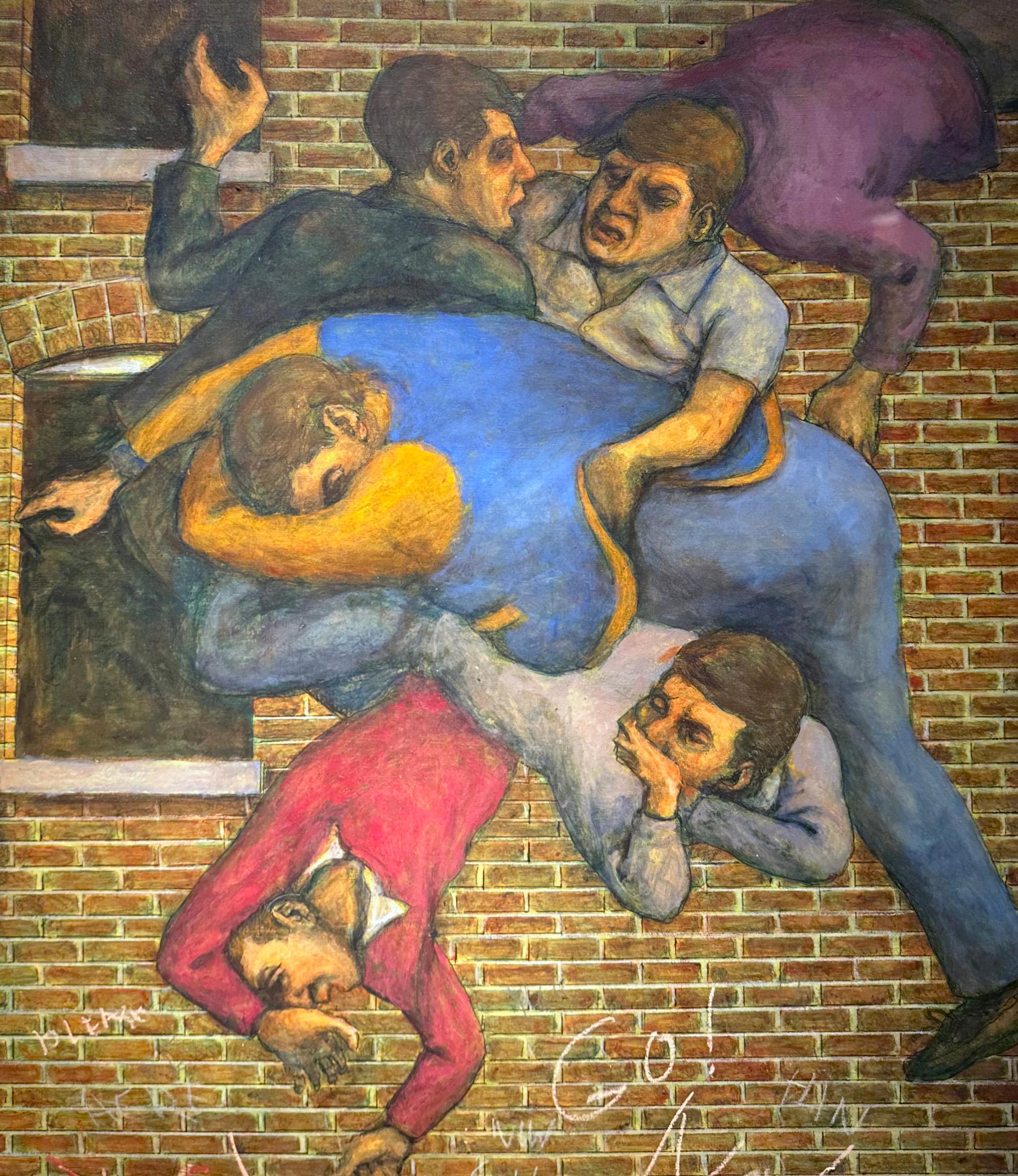 Secondo Giudizio - Pittura a tecnica mista originale a più figure su pannello, incorniciata in vendita 1