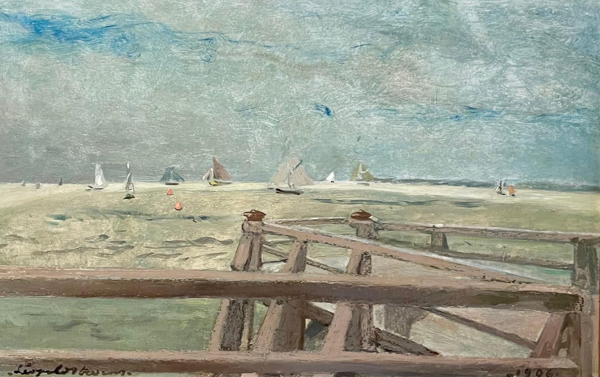 Regata a Trouville, in Normandia. - Painting di Leopold Stevens