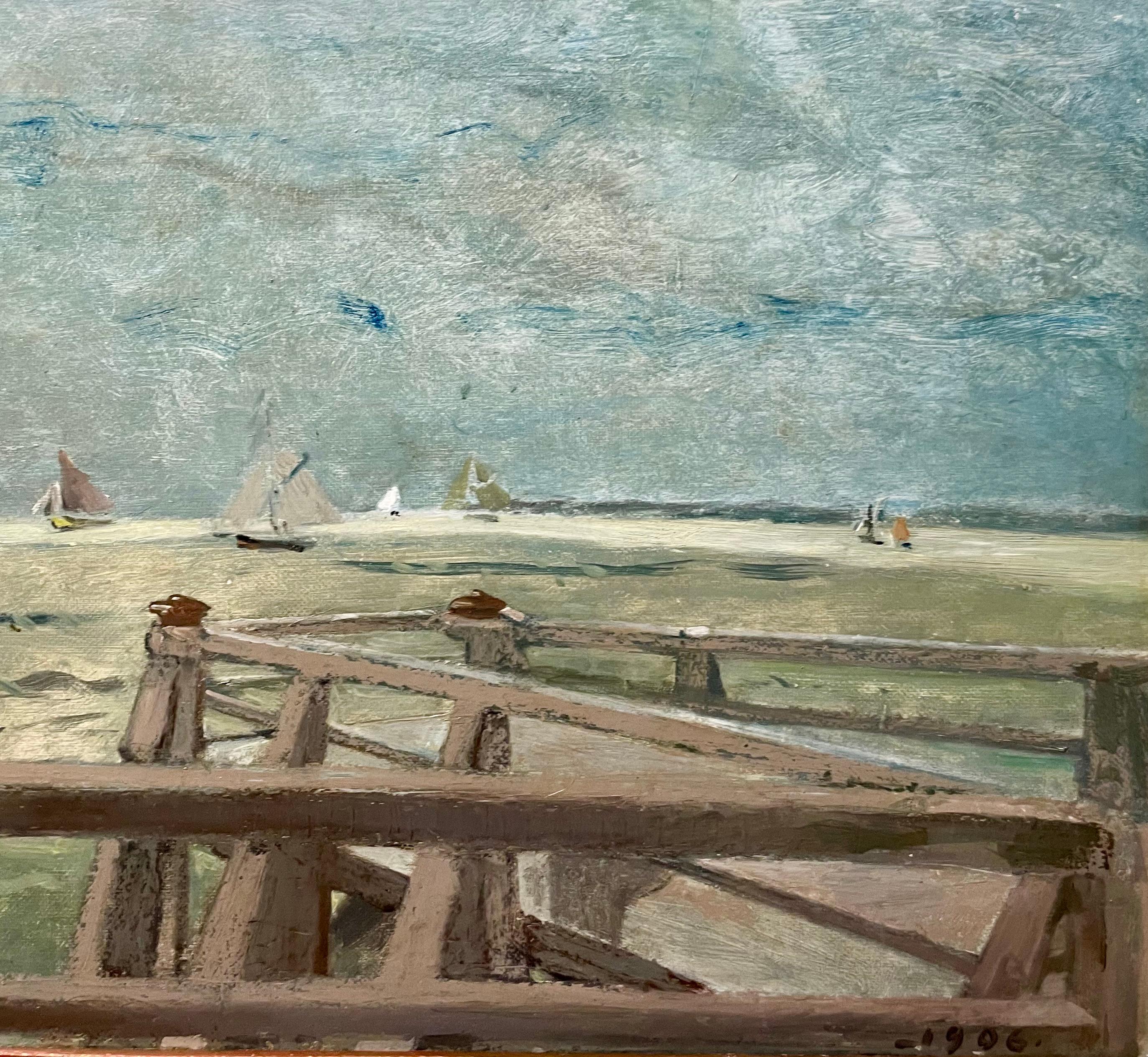 Leopold STEVENS
Parigi 1866 - 1935

Regate a Trouville, in Normandia
Olio su cartone
Firmato in basso a sinistra e datato 1906 in basso a destra
37.5 x 59.5 cm
57 x 77 cm incorniciato
Condizioni perfette
Bellissima cornice in legno laccato bianco