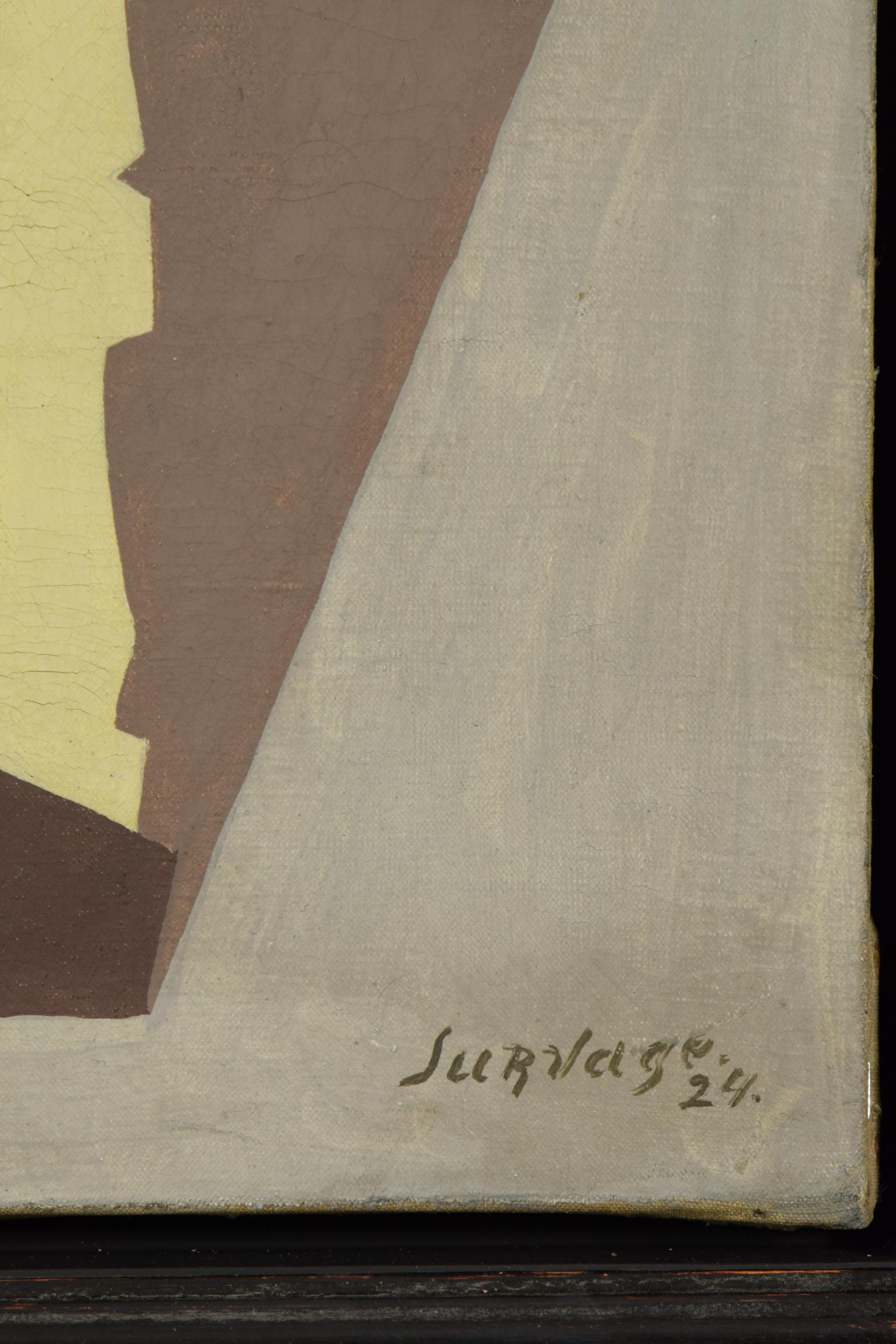 Ville par LÉOPOLD SURVAGE - art, peinture à l'huile cubiste colorée par le maître Modernity - Cubisme Painting par Léopold Survage