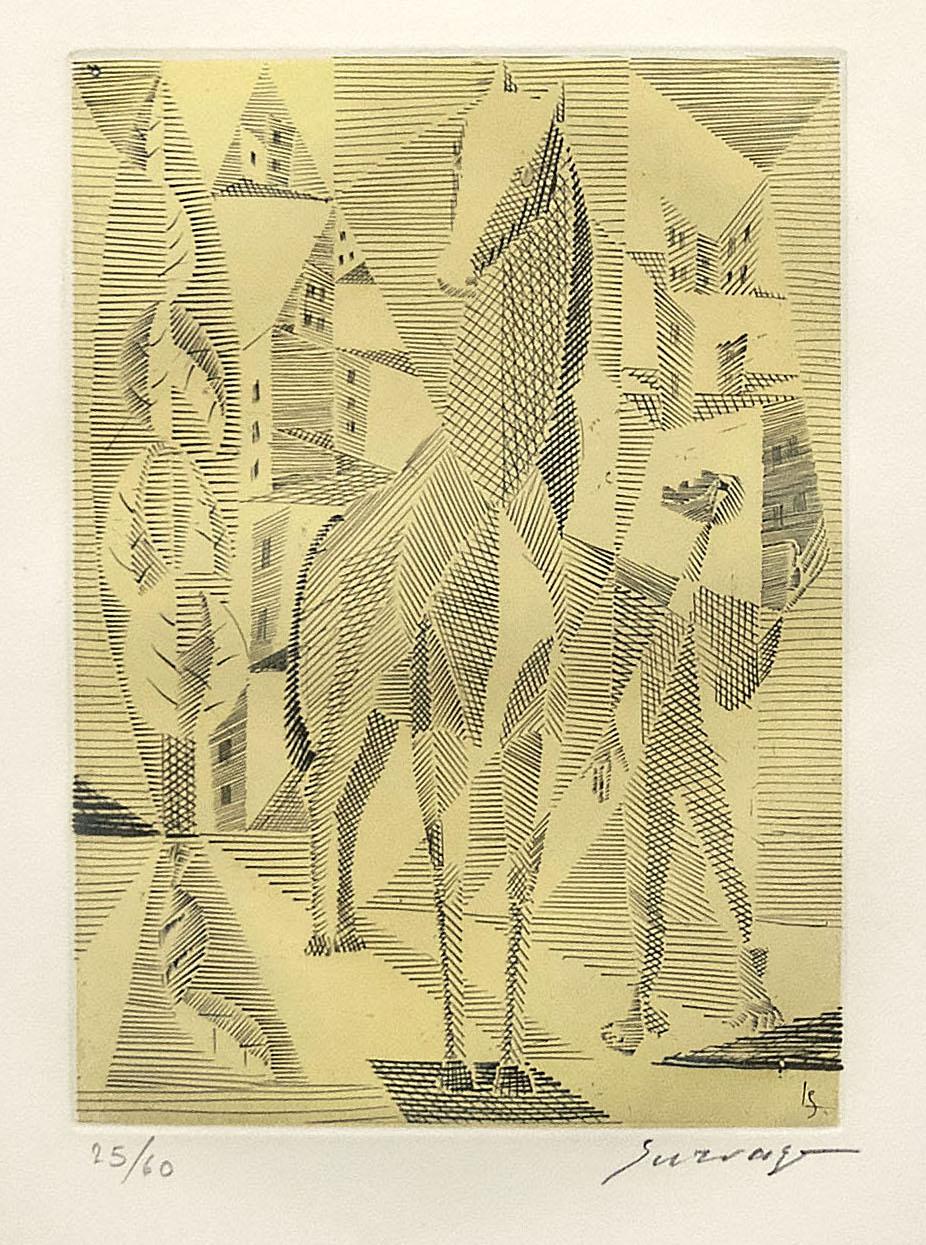 Caballo - Aguafuerte de Léopold Survage - 1953