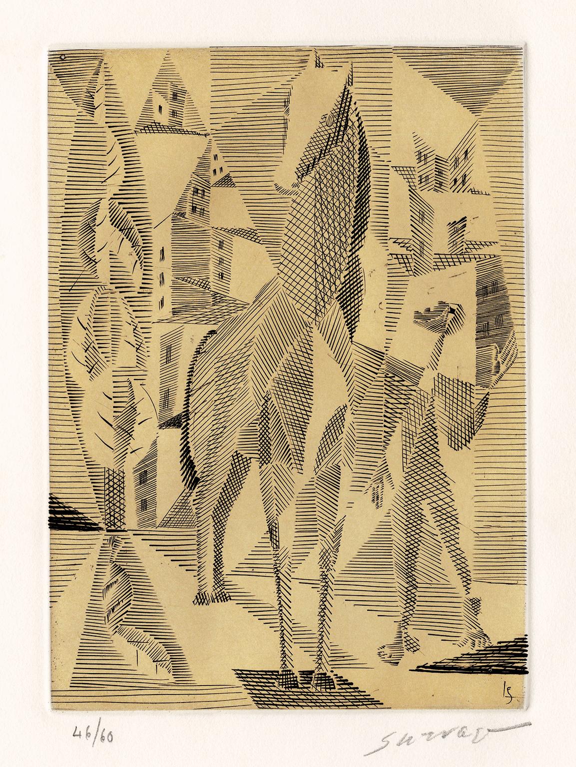 Léopold Survage Figurative Print – Le Cheval (Das Pferd) - Kubismus der Jahrhundertmitte