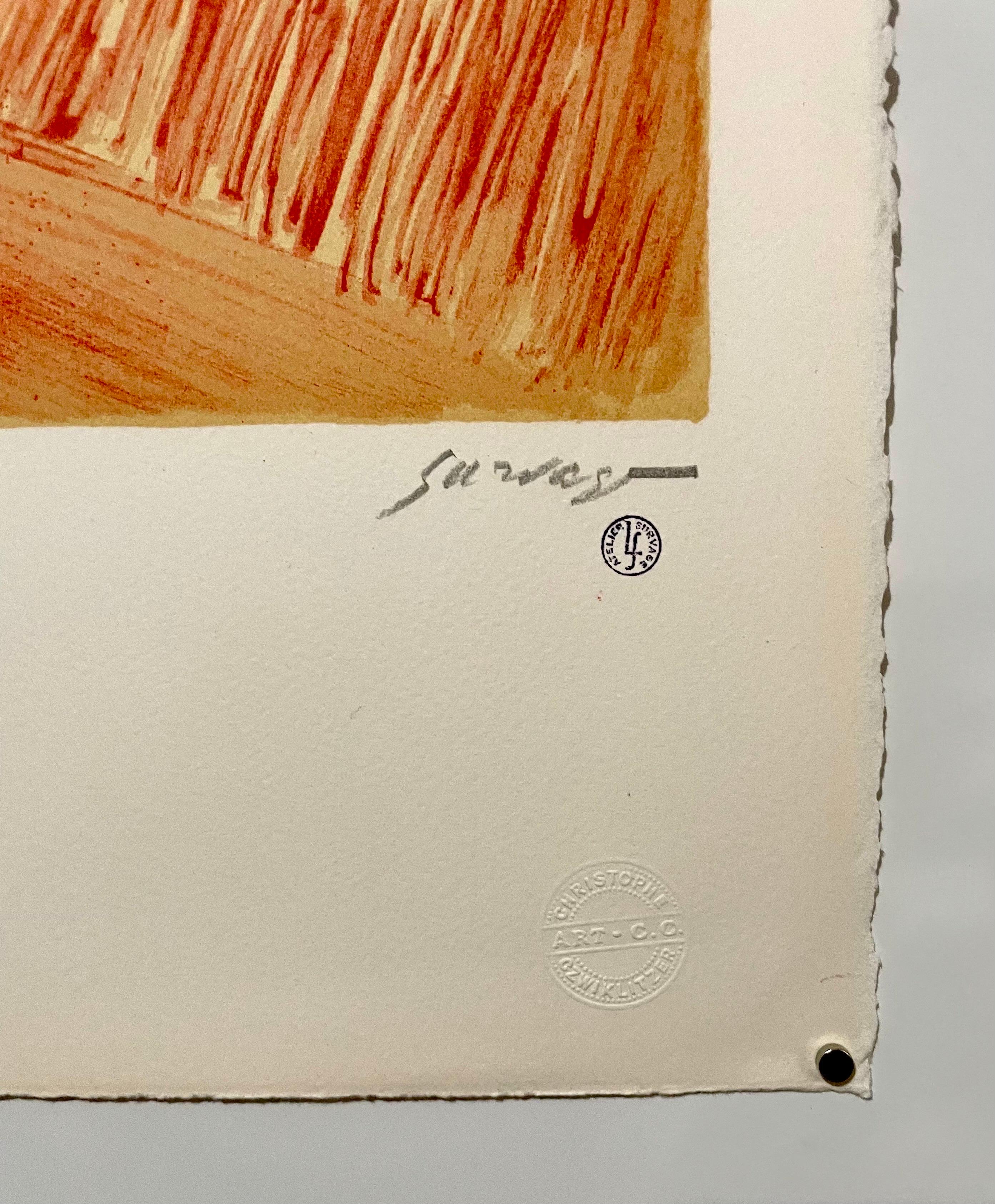 Russische, französische Avantgarde-Lithographie, Rhythmus in farbenfrohem, lebhaftem, abstraktem Druck (Kubismus), Print, von Léopold Survage