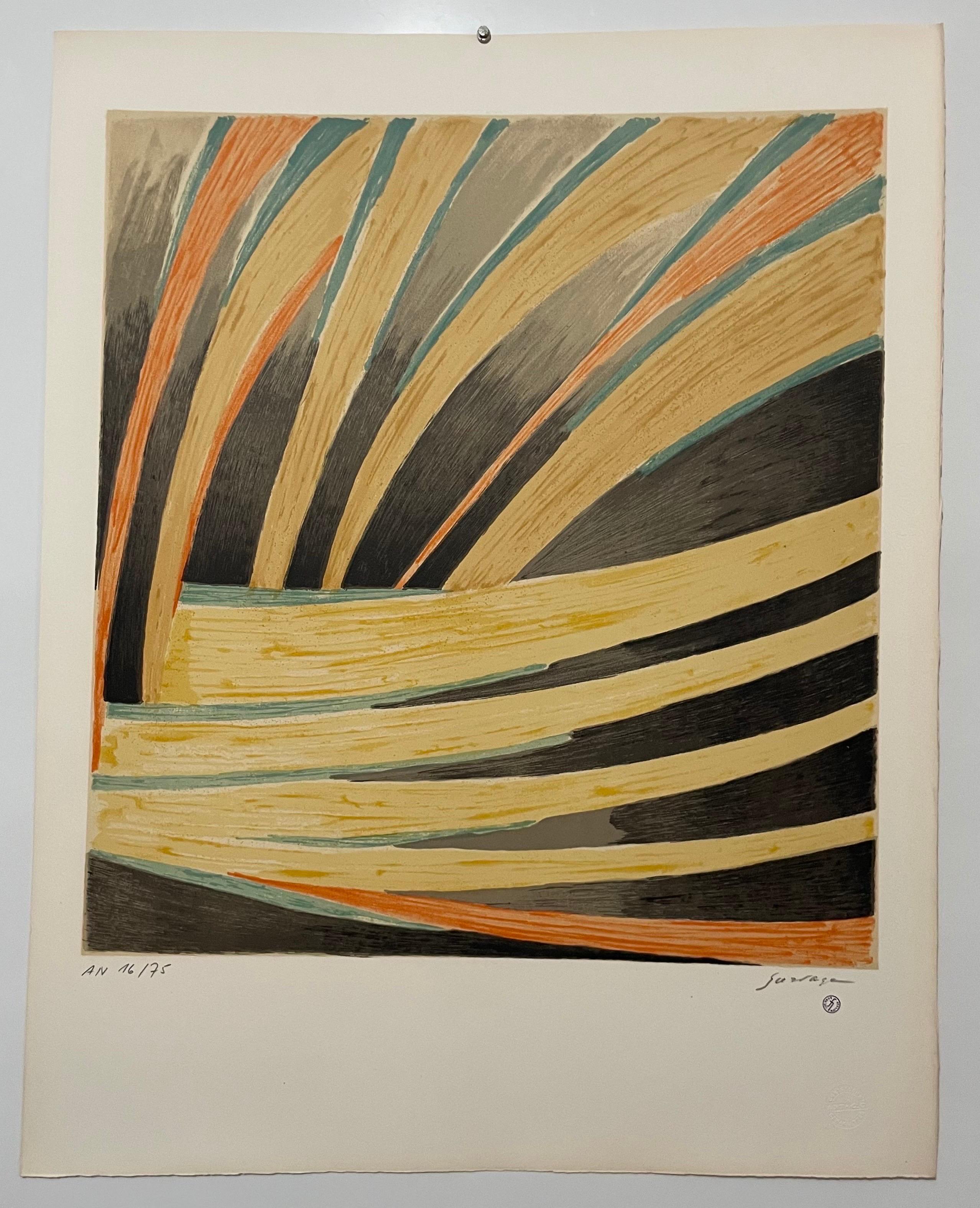 Russian French Avant Garde Lithograph Rhythm in Colour Vibrant Abstract Print For Sale 4