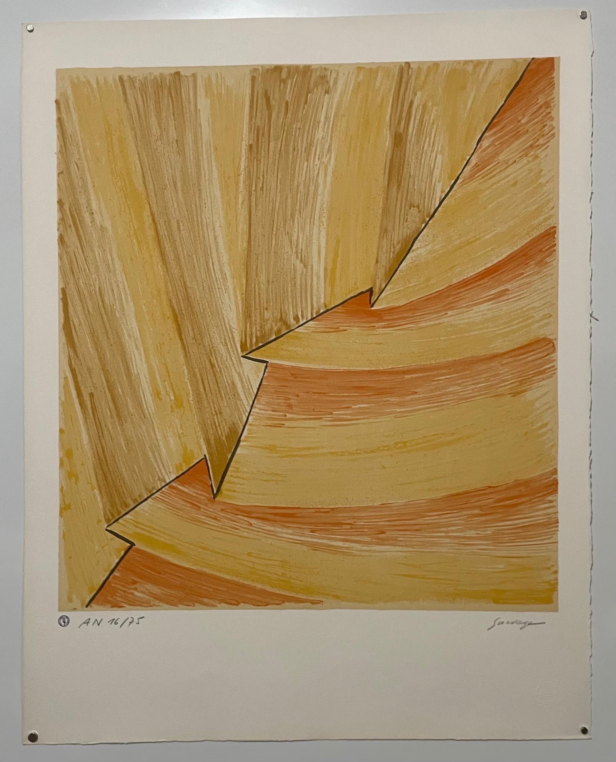 Litografía rusa francesa Avant Garde Ritmo en color Impresión abstracta vibrante en venta 2