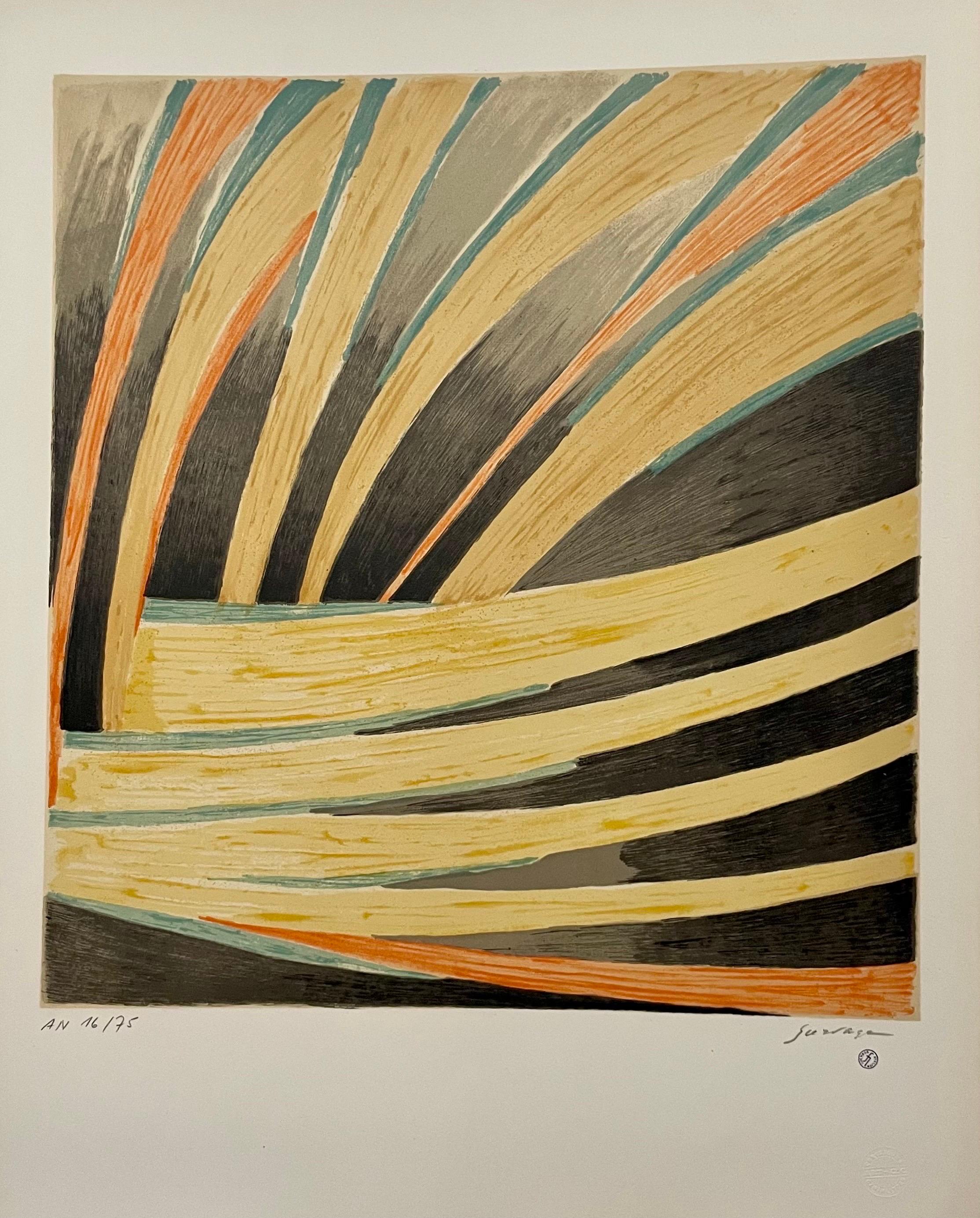 Abstract Print Léopold Survage - Lithographie russe d'avant-garde en couleurs vives, imprimé abstrait et vibrant