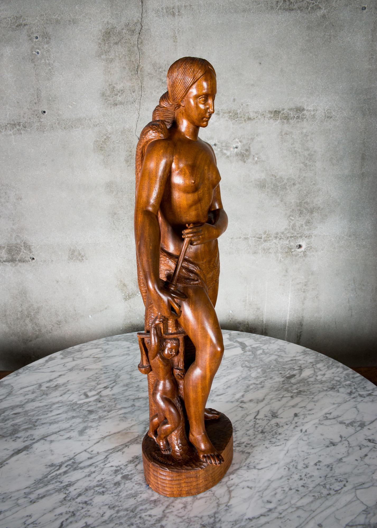 Leopold Van Esbroeck Carved Figure In Excellent Condition In Los Angeles, CA