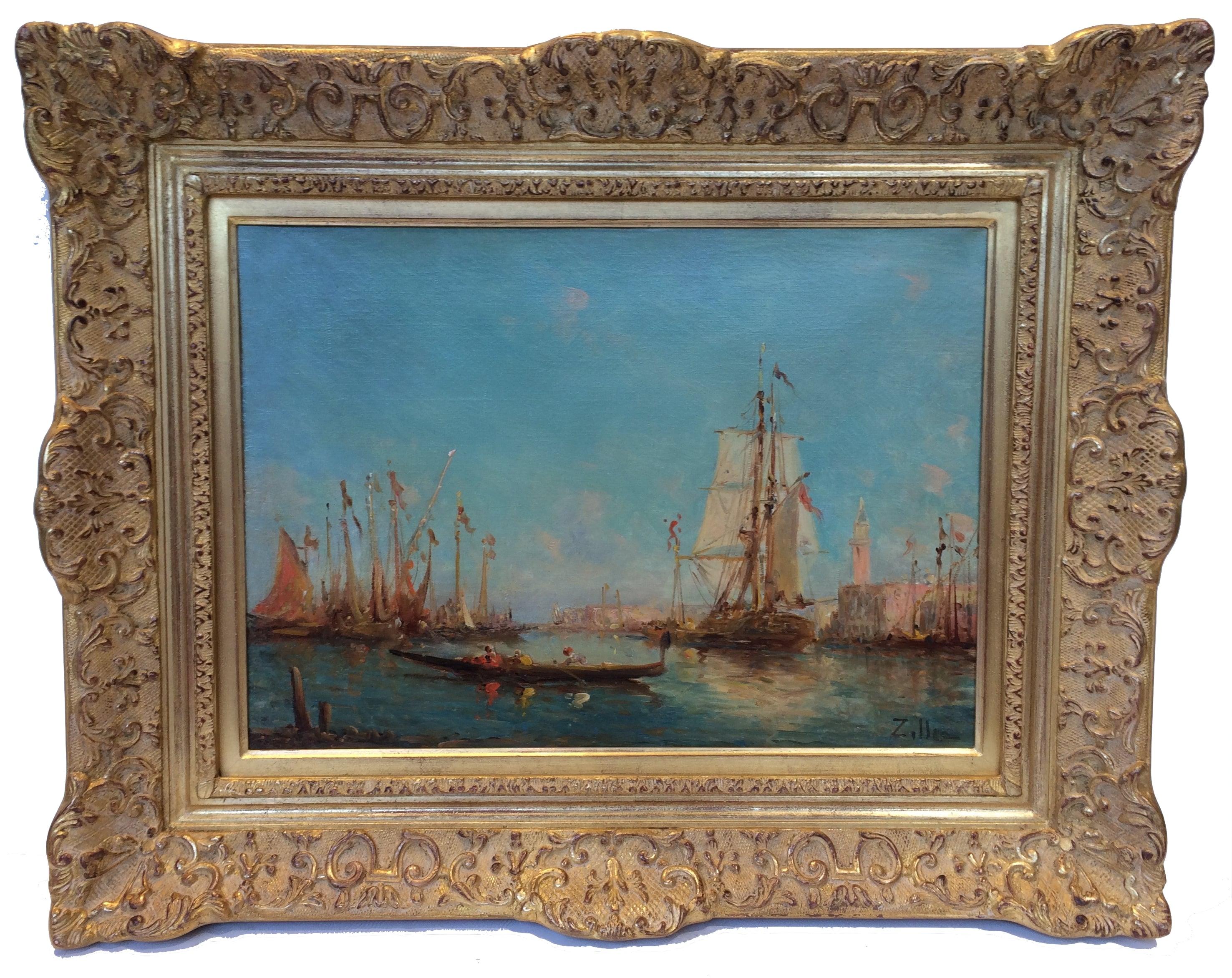 Paire de vues de Venise et d'Istanbul en paire - Peintures du XIXe siècle - Painting de Leopold Ziller