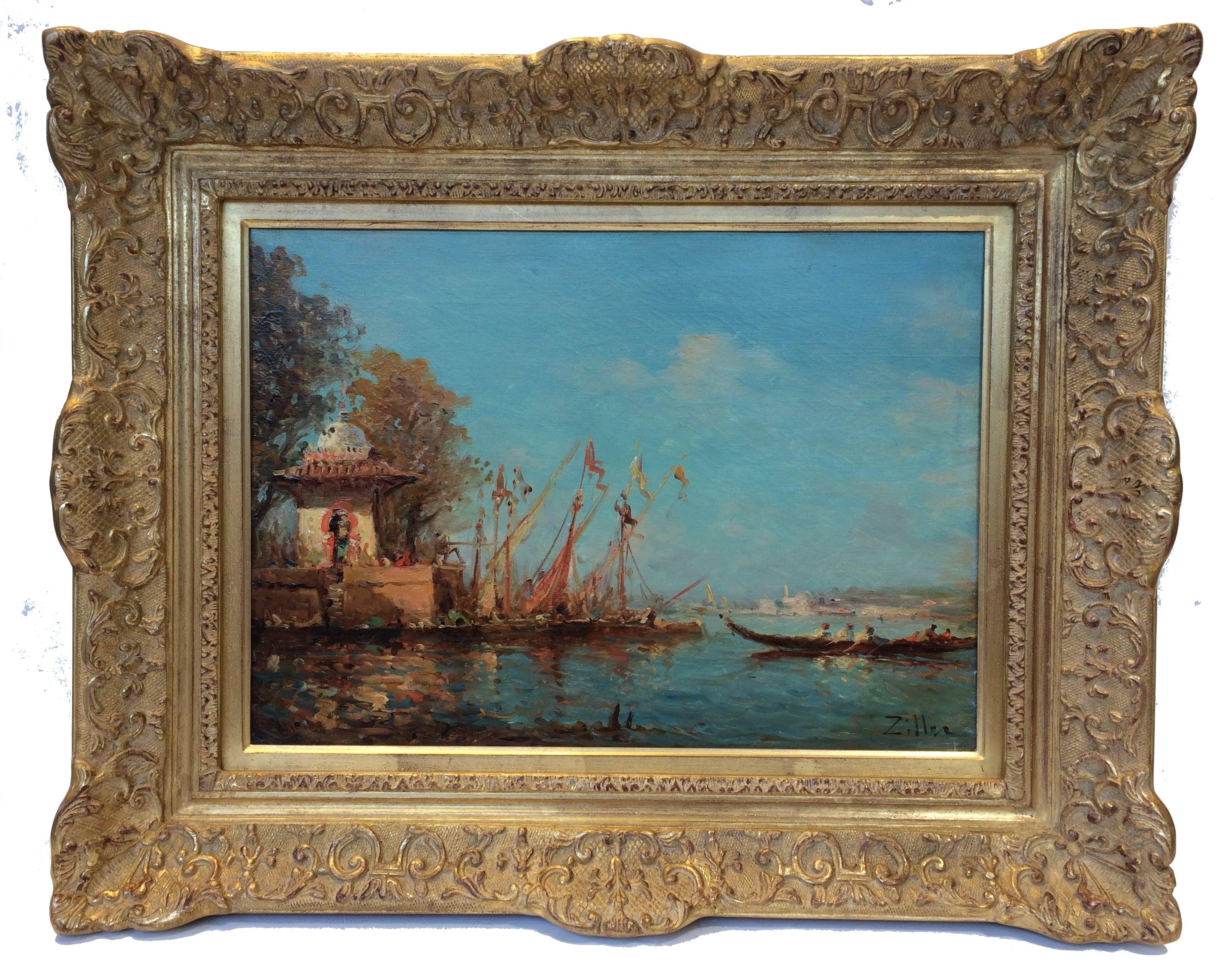 Vistas de Venecia y Estambul en pareja - Pinturas del siglo XIX - Painting Posimpresionista de Leopold Ziller