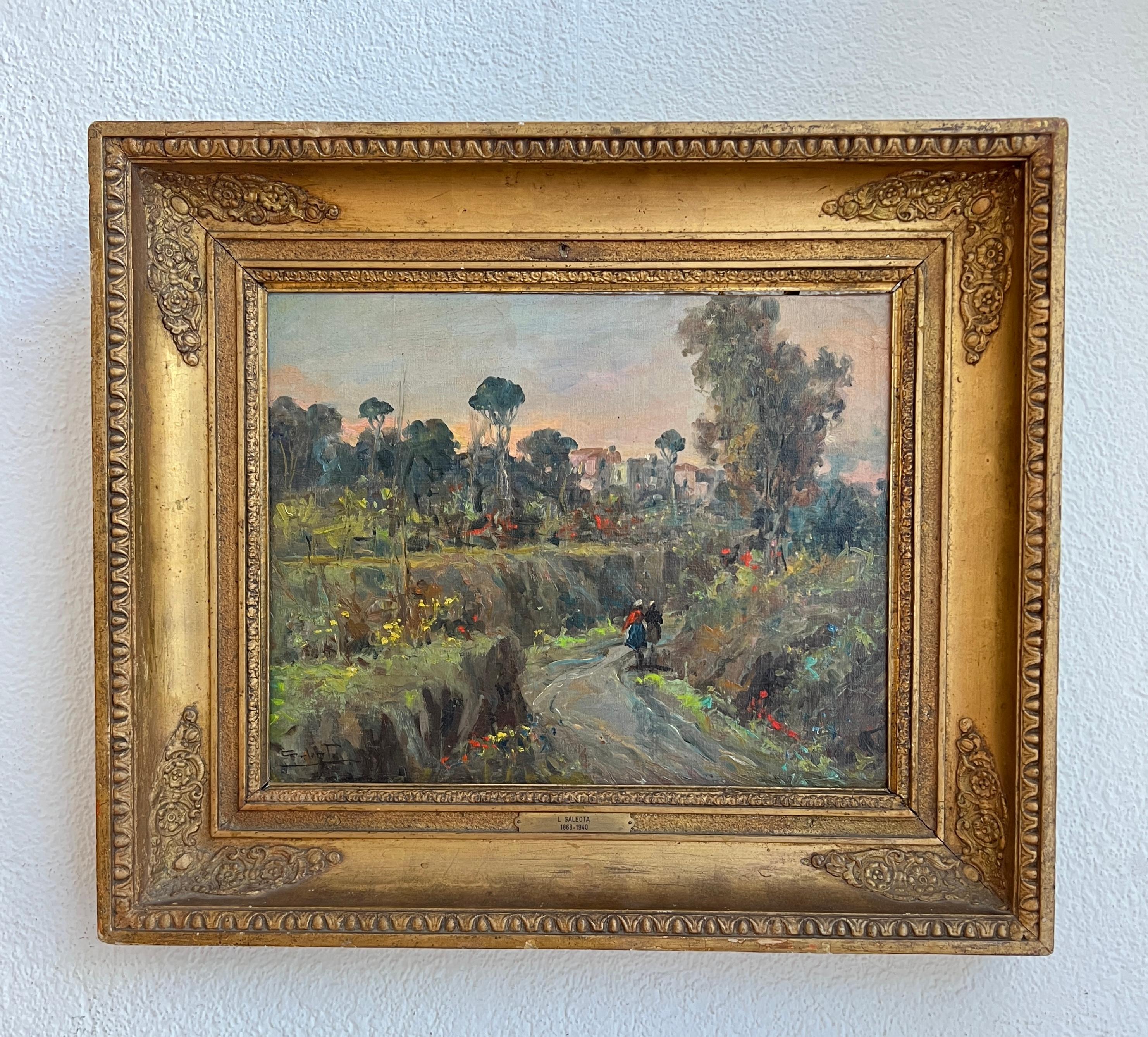 Animierte Landschaft – Painting von Leopoldo Galeota