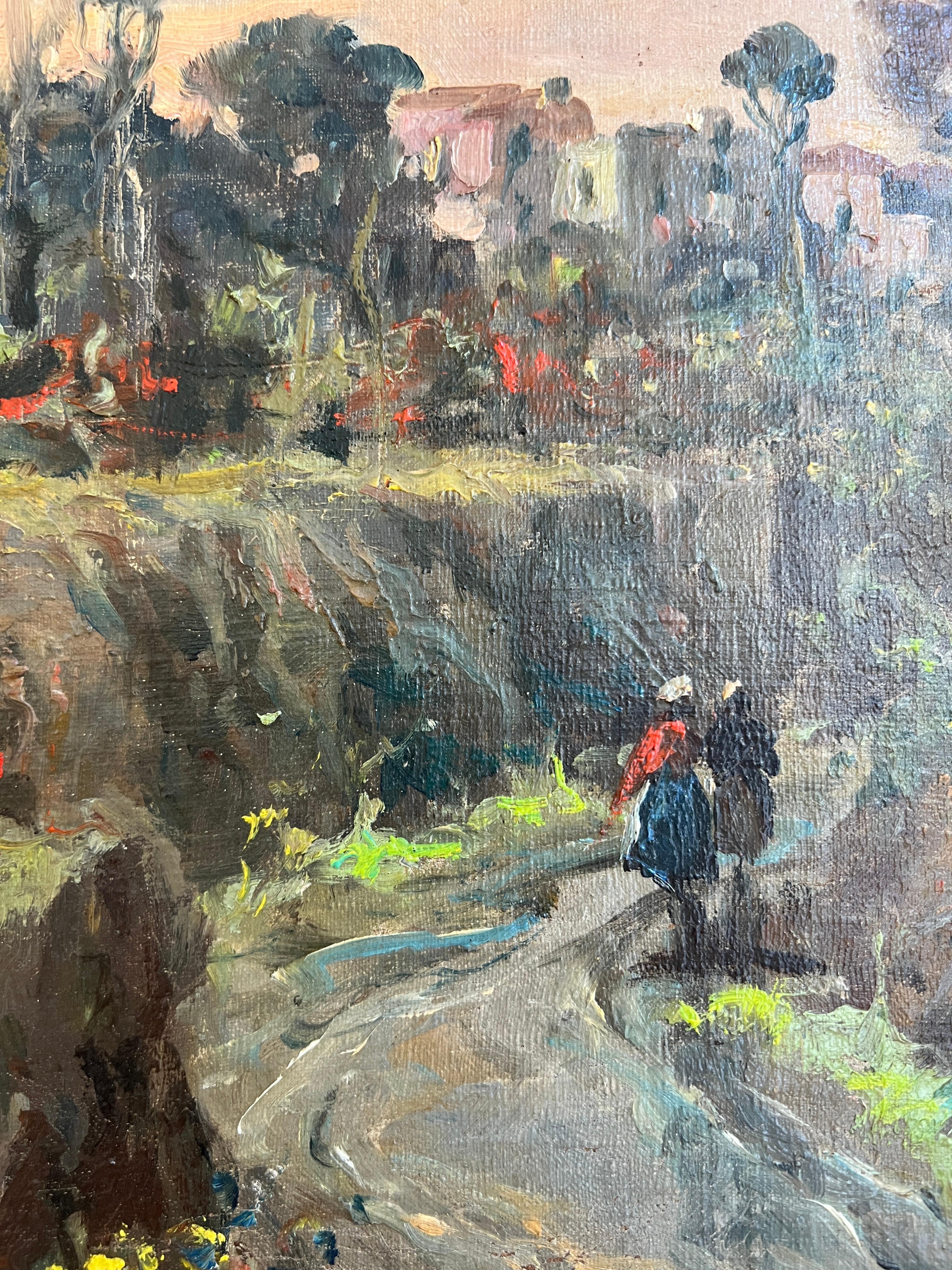 Animierte Landschaft (Grau), Landscape Painting, von Leopoldo Galeota