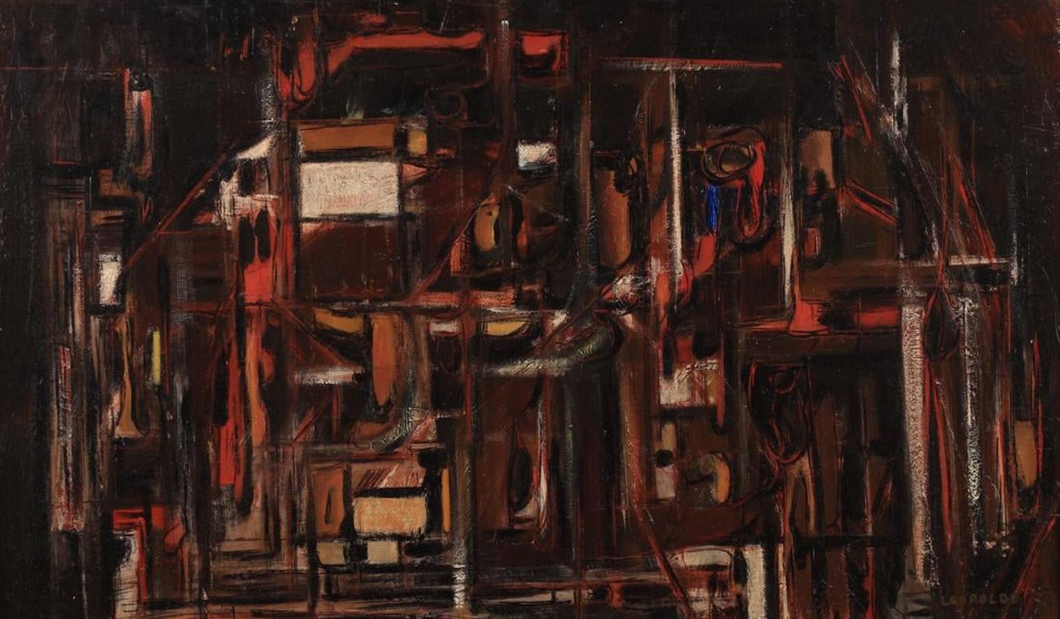 Leopoldo Gonzales Jr. Abstract Painting - "Abstraction"   Mid Century Modern Texas