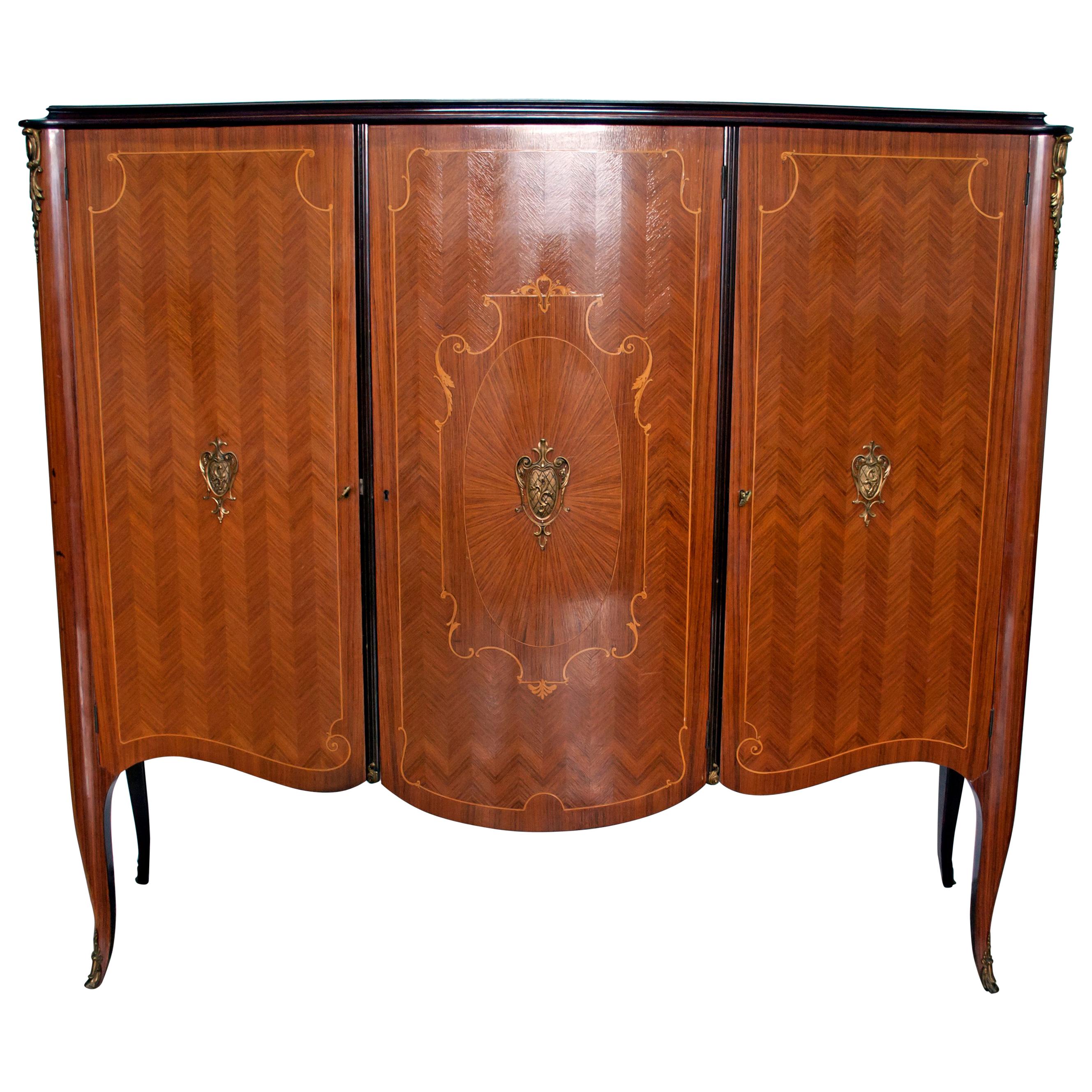 Leopoldo Malberti Mid-Century Modern Italian Walnut Bar Cabinet, 1950s