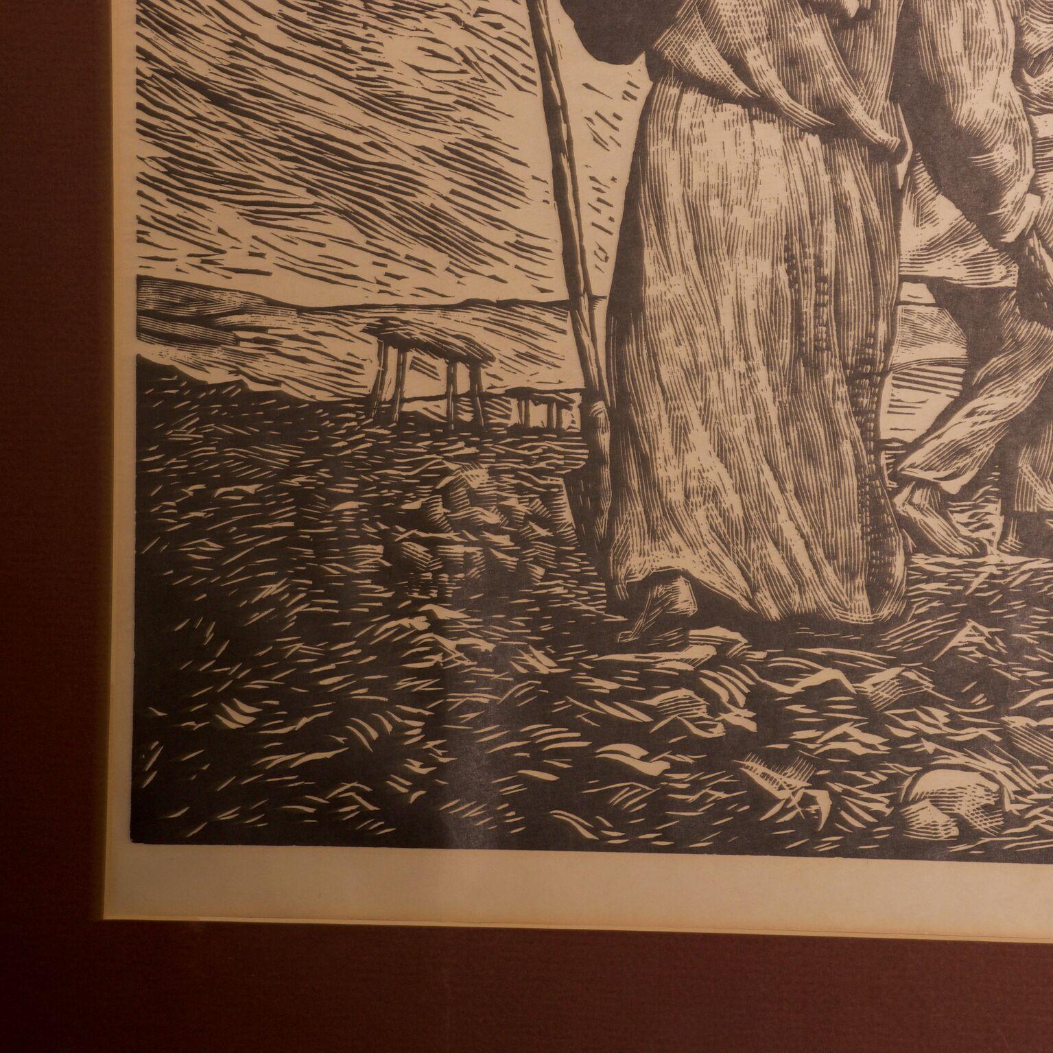 Leopoldo Méndez Print Revolutionary Art Mexican Farmers 1940s Mexico In Good Condition In Chula Vista, CA