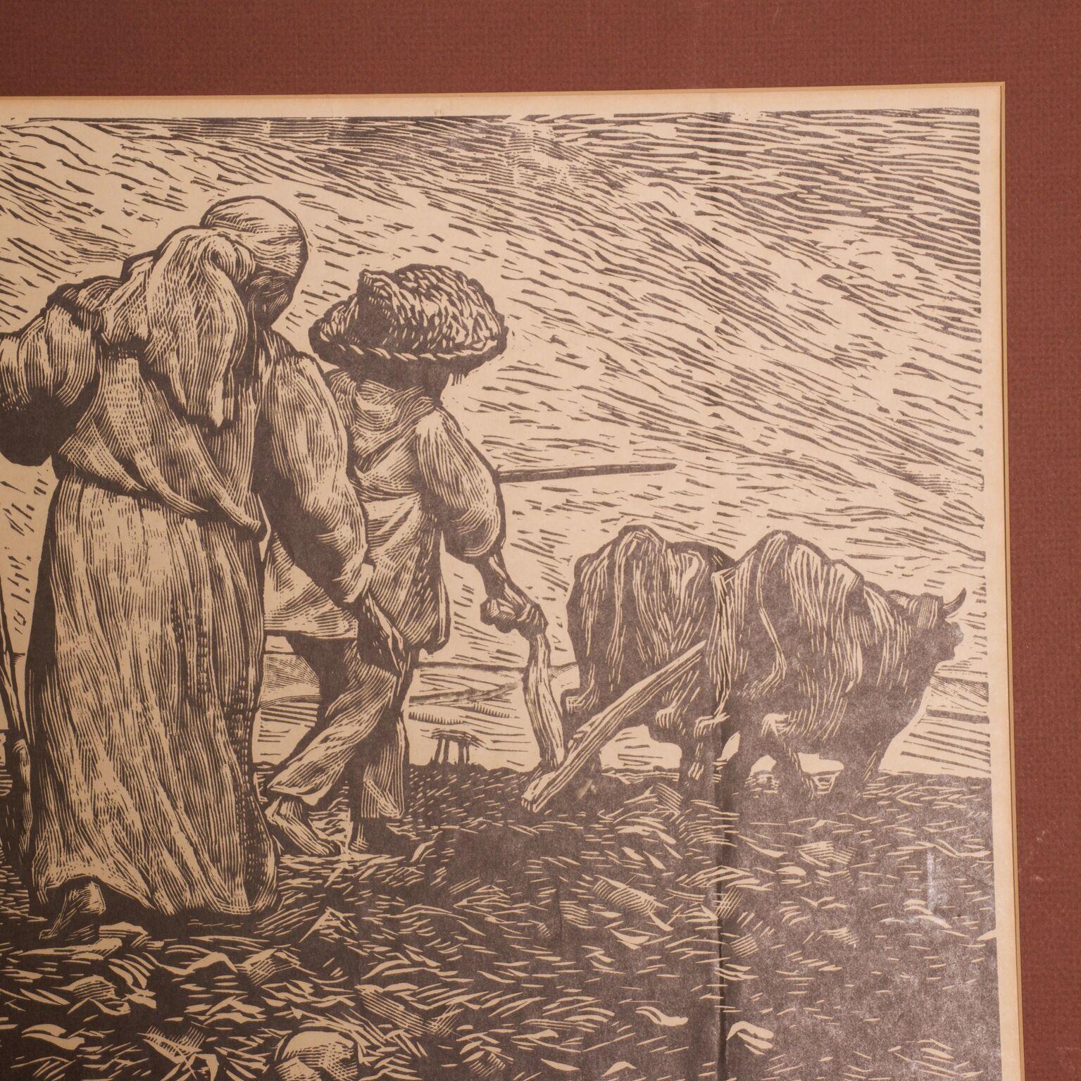 Mid-20th Century Leopoldo Méndez Print Revolutionary Art Mexican Farmers 1940s Mexico