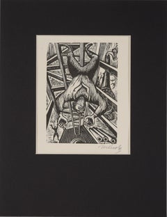 "Accidente" - 1943 Linograbado sobre papel