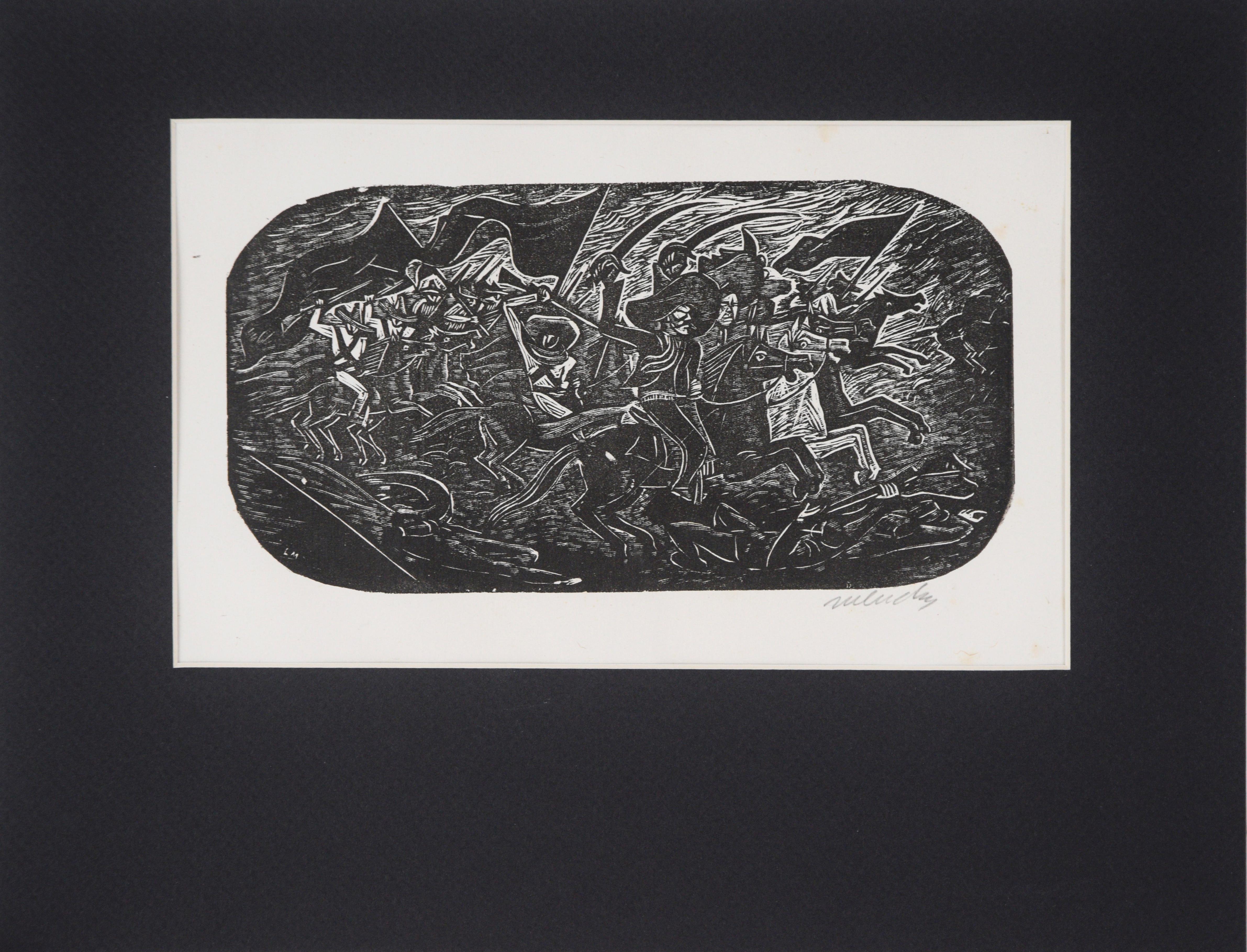 "Carga de la Caballería Revolucionaria" - 1931 xilografía sobre papel