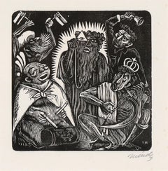 Dios y los Cuatro Evangelistas ("Concierto de los Necios") - 1943 Linograbado sobre papel