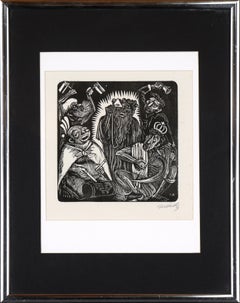 Dios y los Cuatro Evangelistas ("Concierto de los Necios") - 1943 Linograbado sobre papel