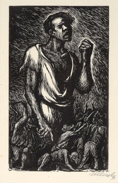 "La Protesta" - 1943 Linocut on Paper
