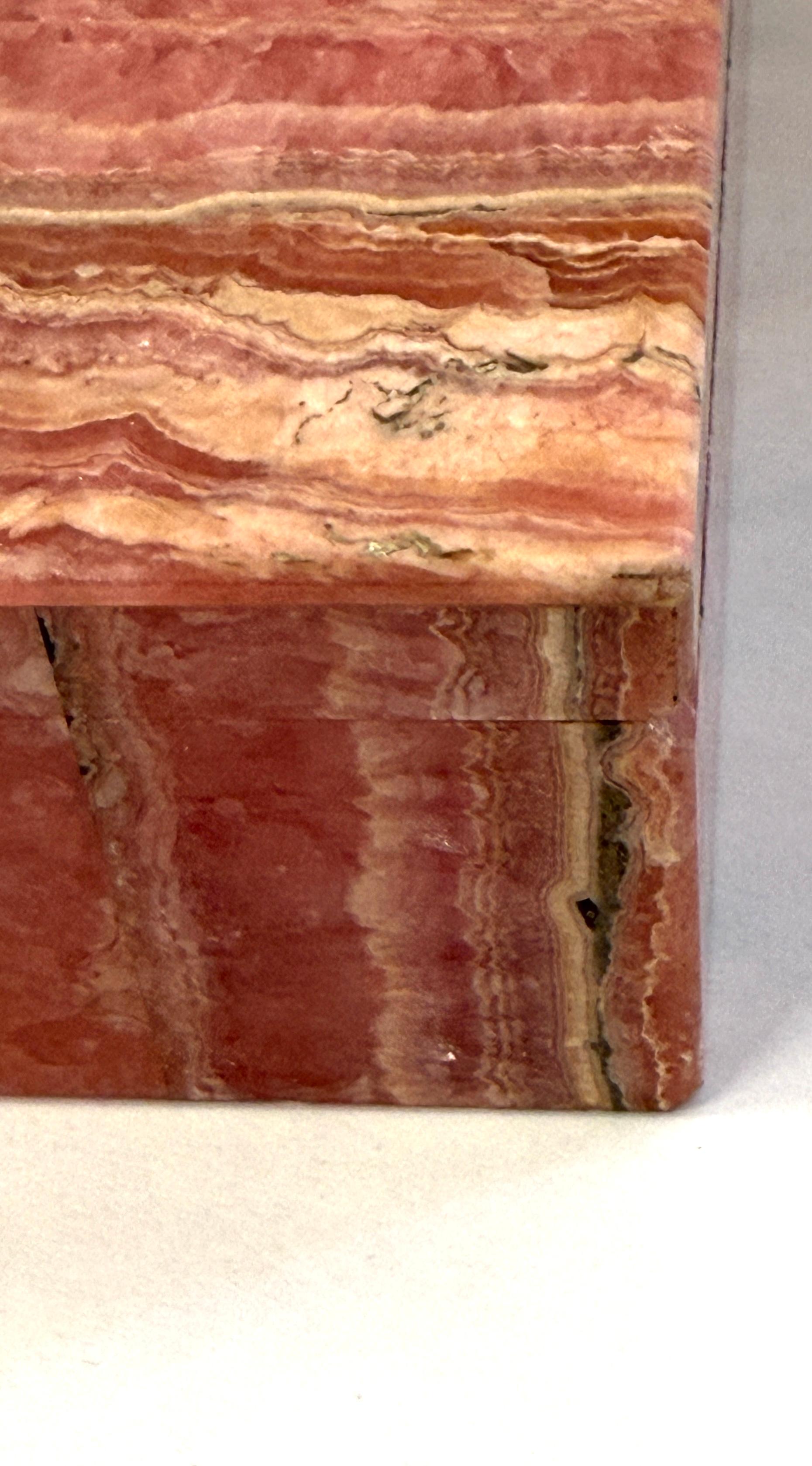 Leopoldo Menegatti Firenze Rhodochrosite Box with Label For Sale 3