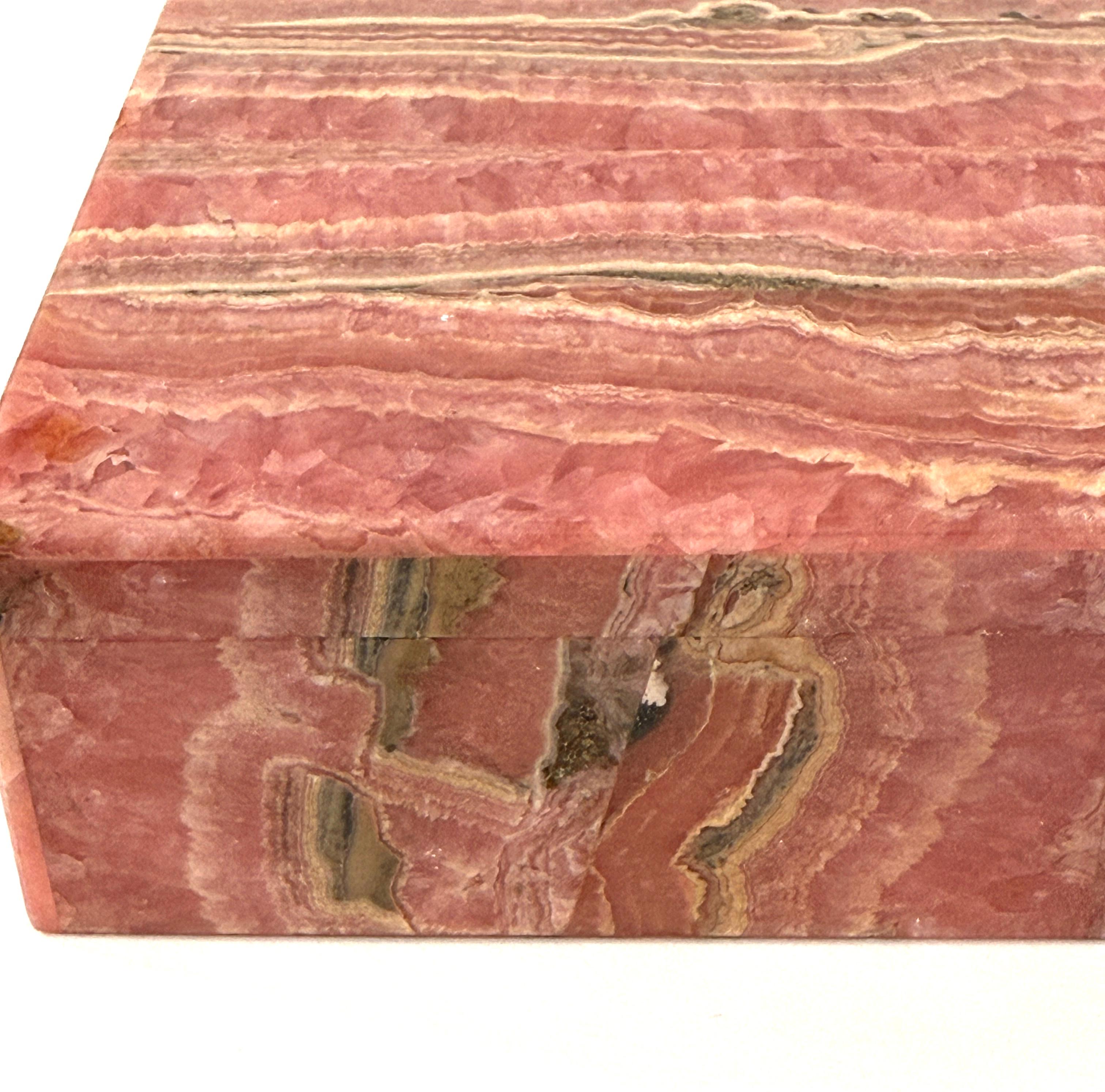 Leopoldo Menegatti Firenze Rhodochrosite Box with Label For Sale 4