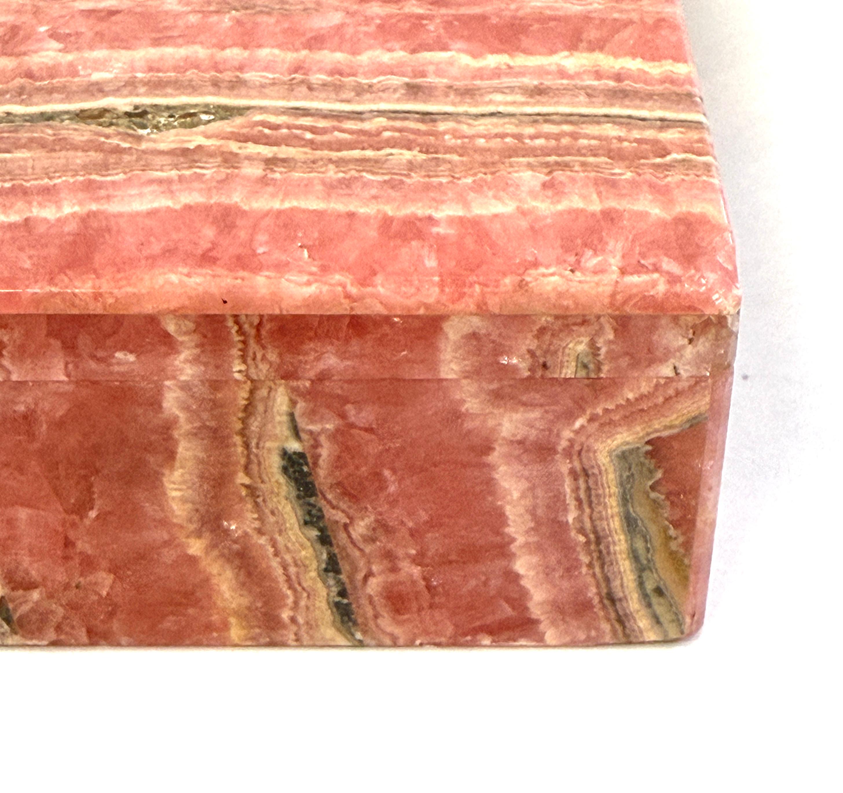 Leopoldo Menegatti Firenze Rhodochrosite Box with Label For Sale 5