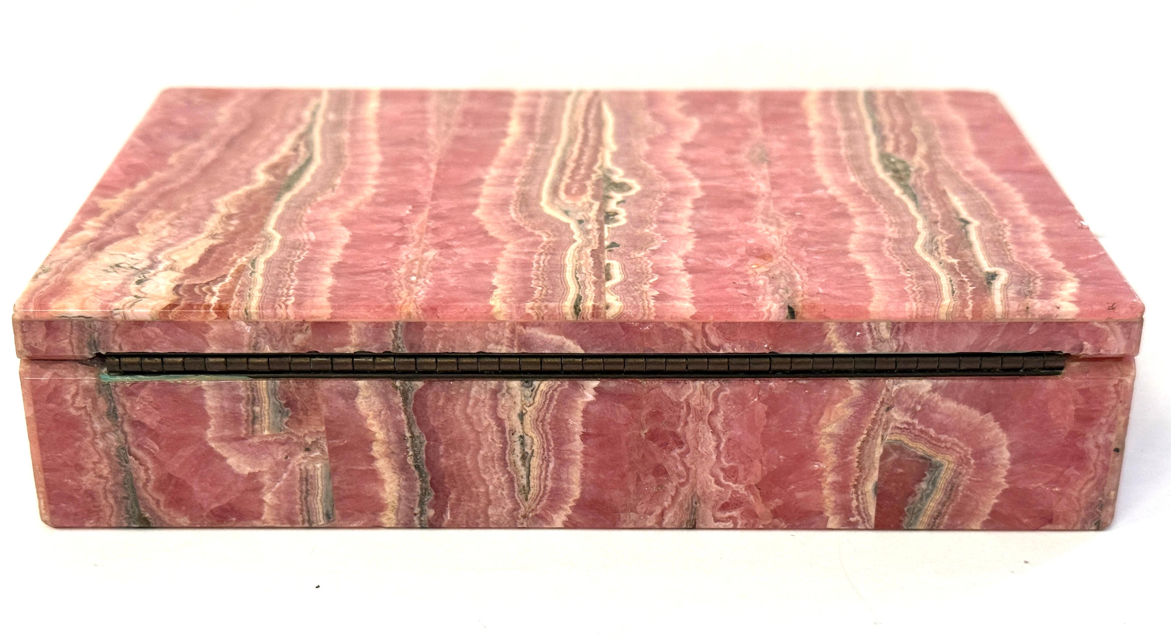 Leopoldo Menegatti Firenze Rhodochrosite Box with Label For Sale 7
