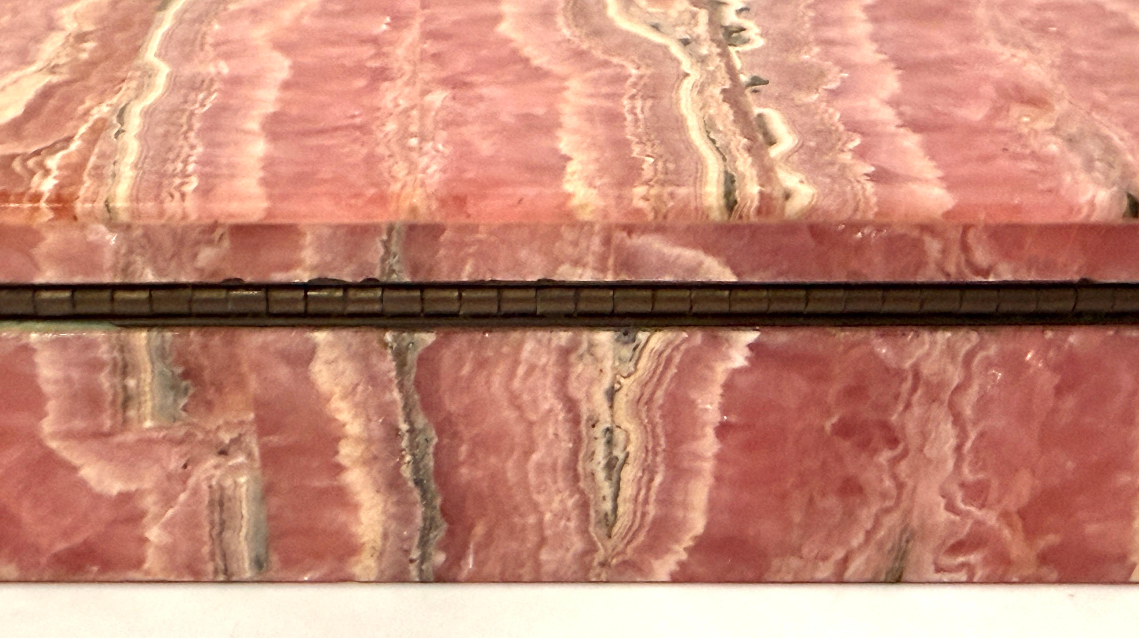 Leopoldo Menegatti Firenze Rhodochrosite Box with Label For Sale 8