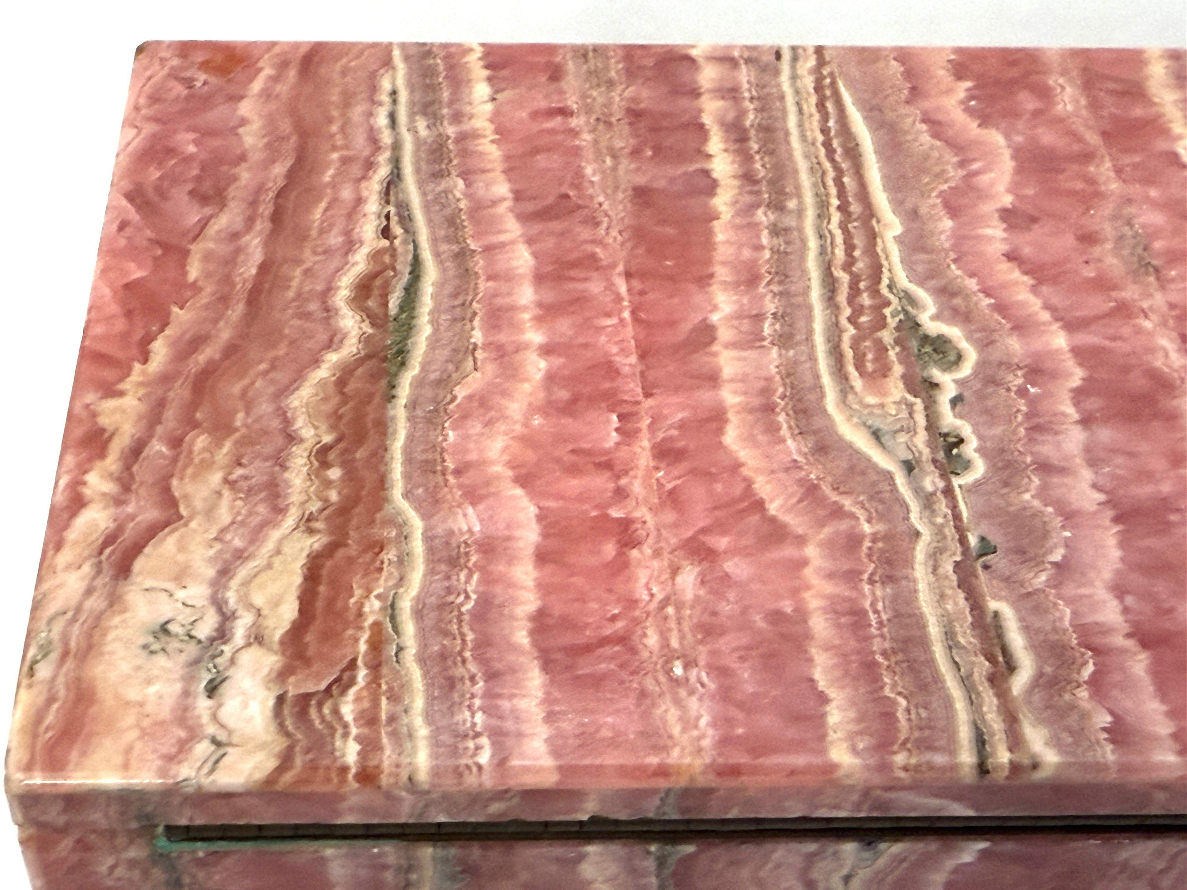 Leopoldo Menegatti Firenze Rhodochrosite Box with Label For Sale 9