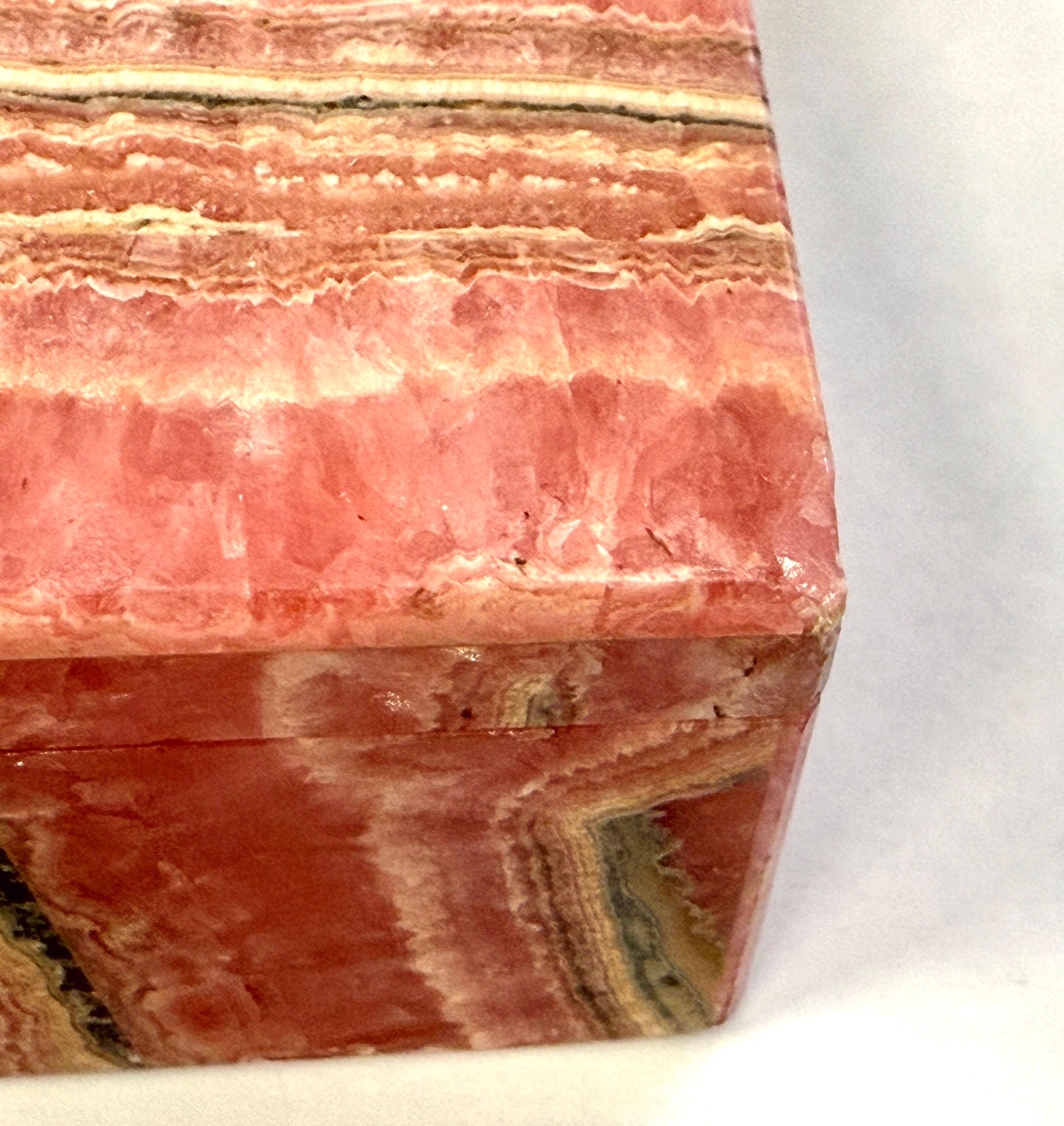 Leopoldo Menegatti Firenze Rhodochrosite Box with Label For Sale 11
