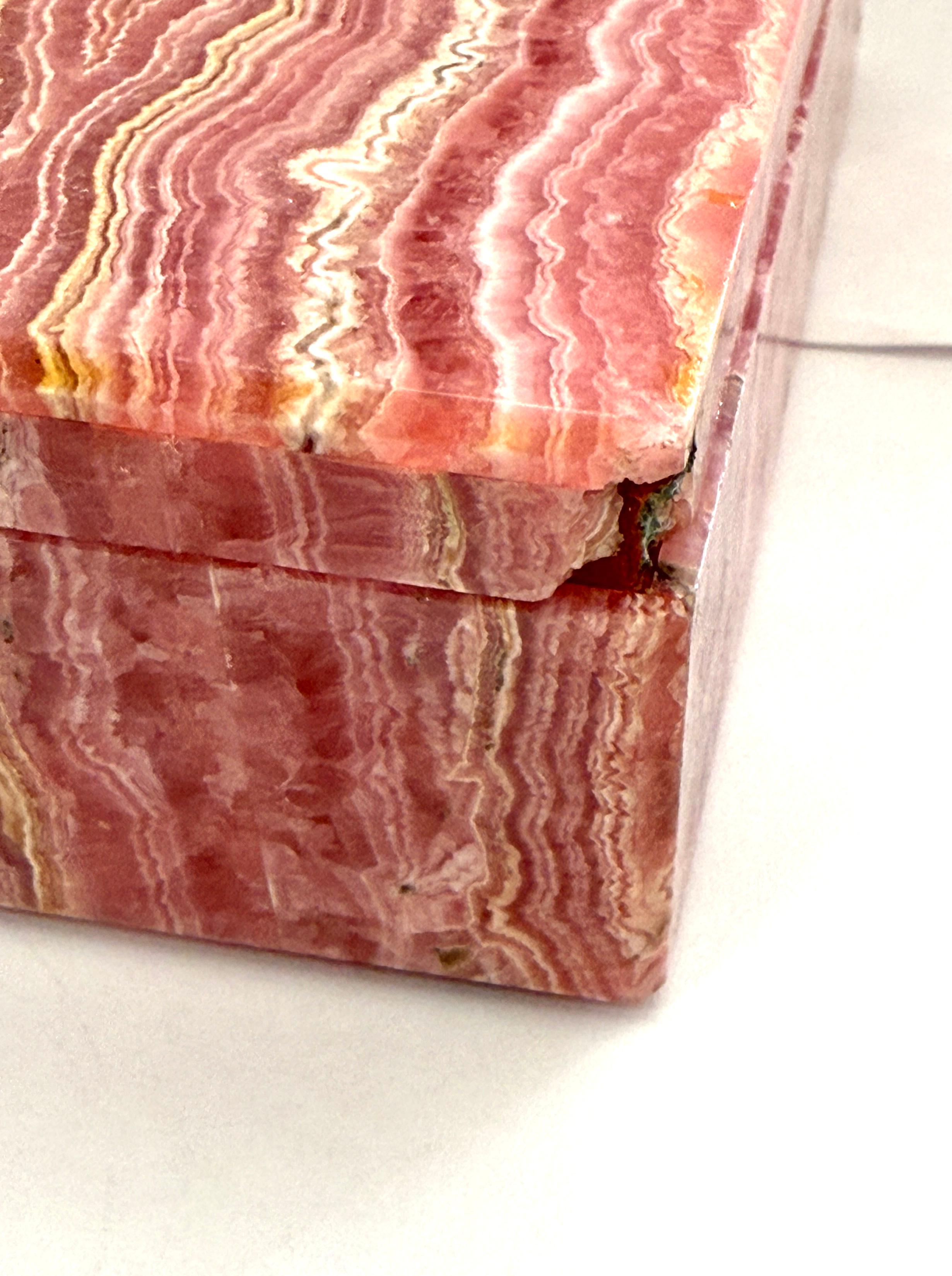 Leopoldo Menegatti Firenze Rhodochrosite Box with Label For Sale 12