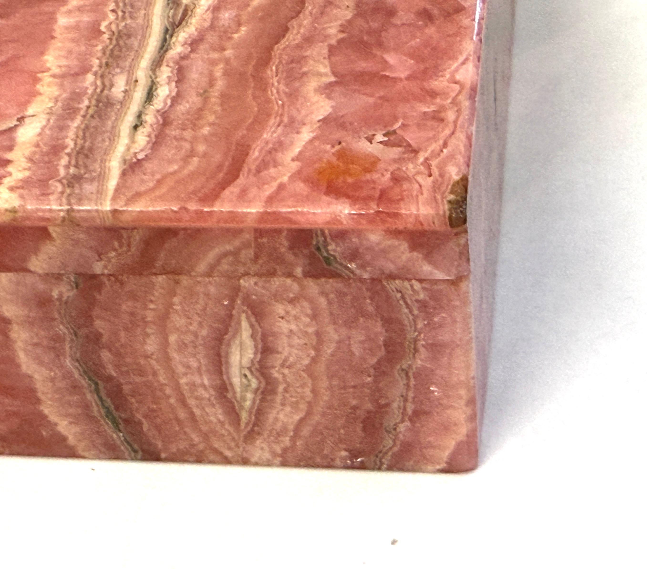Hand-Crafted Leopoldo Menegatti Firenze Rhodochrosite Box with Label For Sale