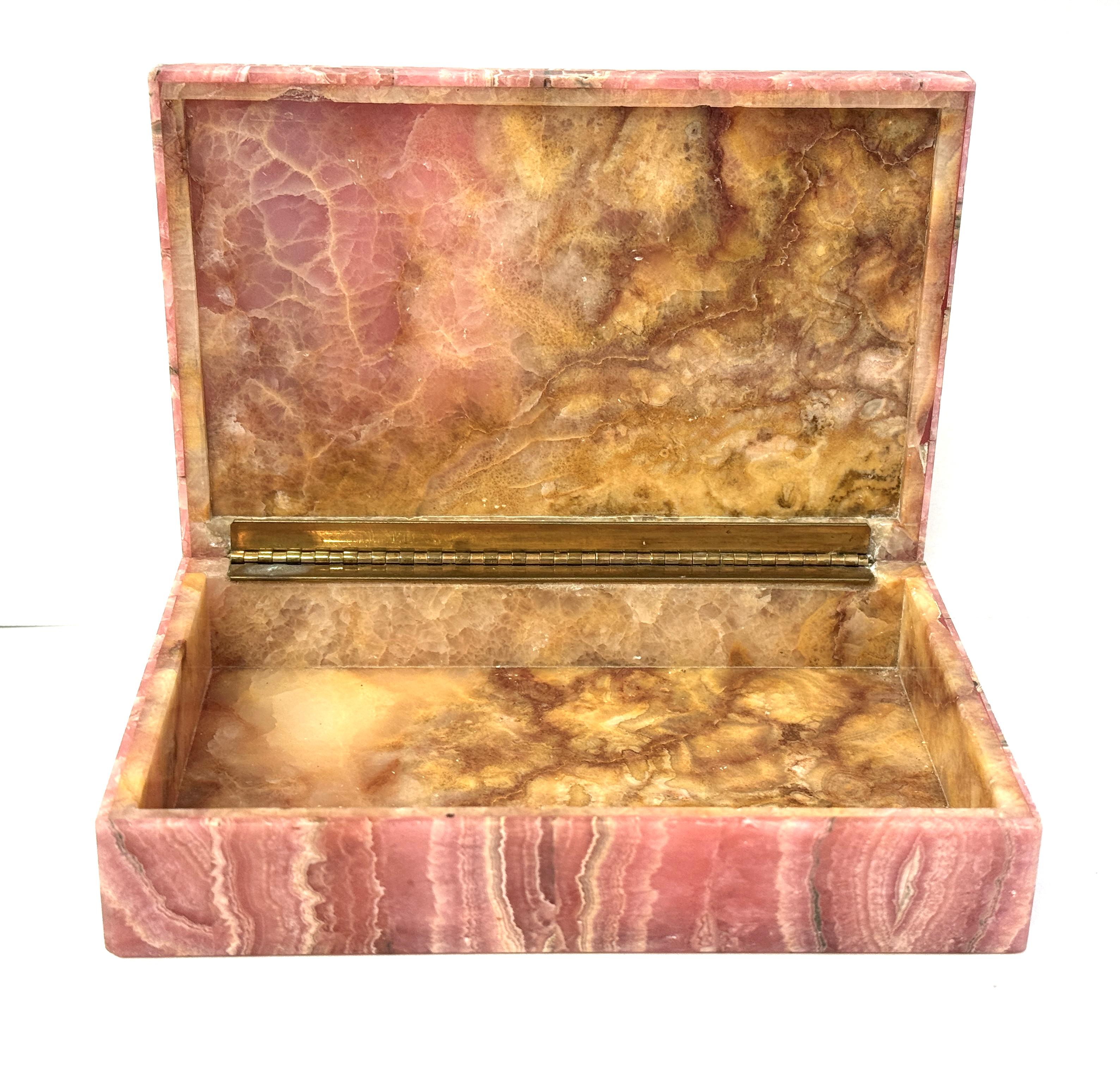 Leopoldo Menegatti Firenze Rhodochrosite Box with Label In Good Condition For Sale In Palm Springs, CA