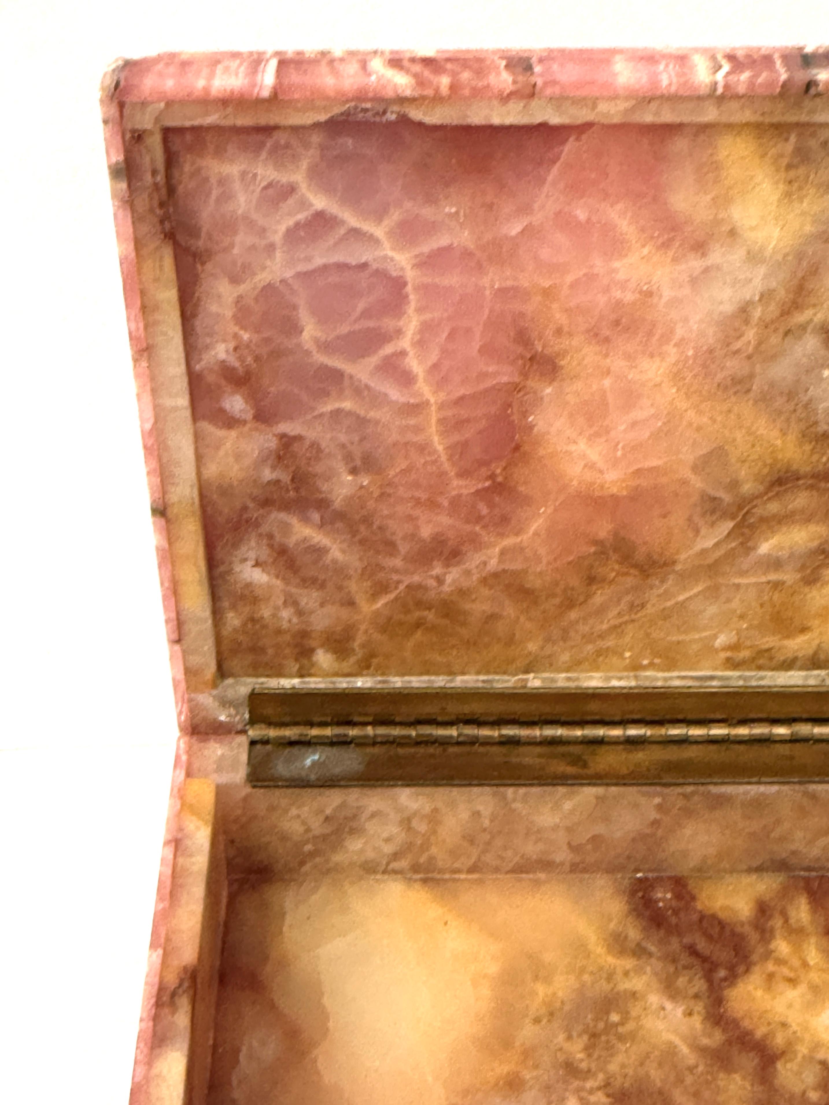 Mid-20th Century Leopoldo Menegatti Firenze Rhodochrosite Box with Label For Sale