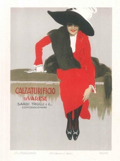 Calzaturificio di  Varese - Antique Adv Lithograph by L. Metlicovitz - 1914