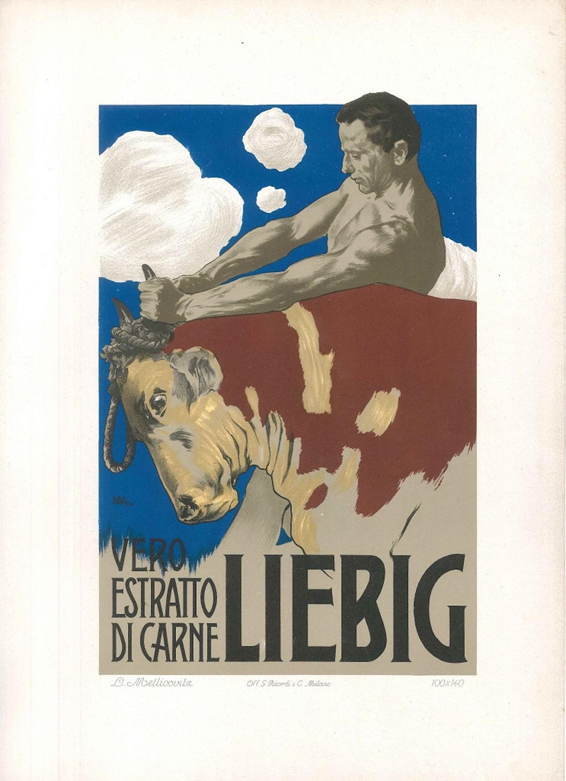 Liebig - Vintage Adv Lithograph by L. Metlicovitz - 1899 - Print by Leopoldo Metlicovitz