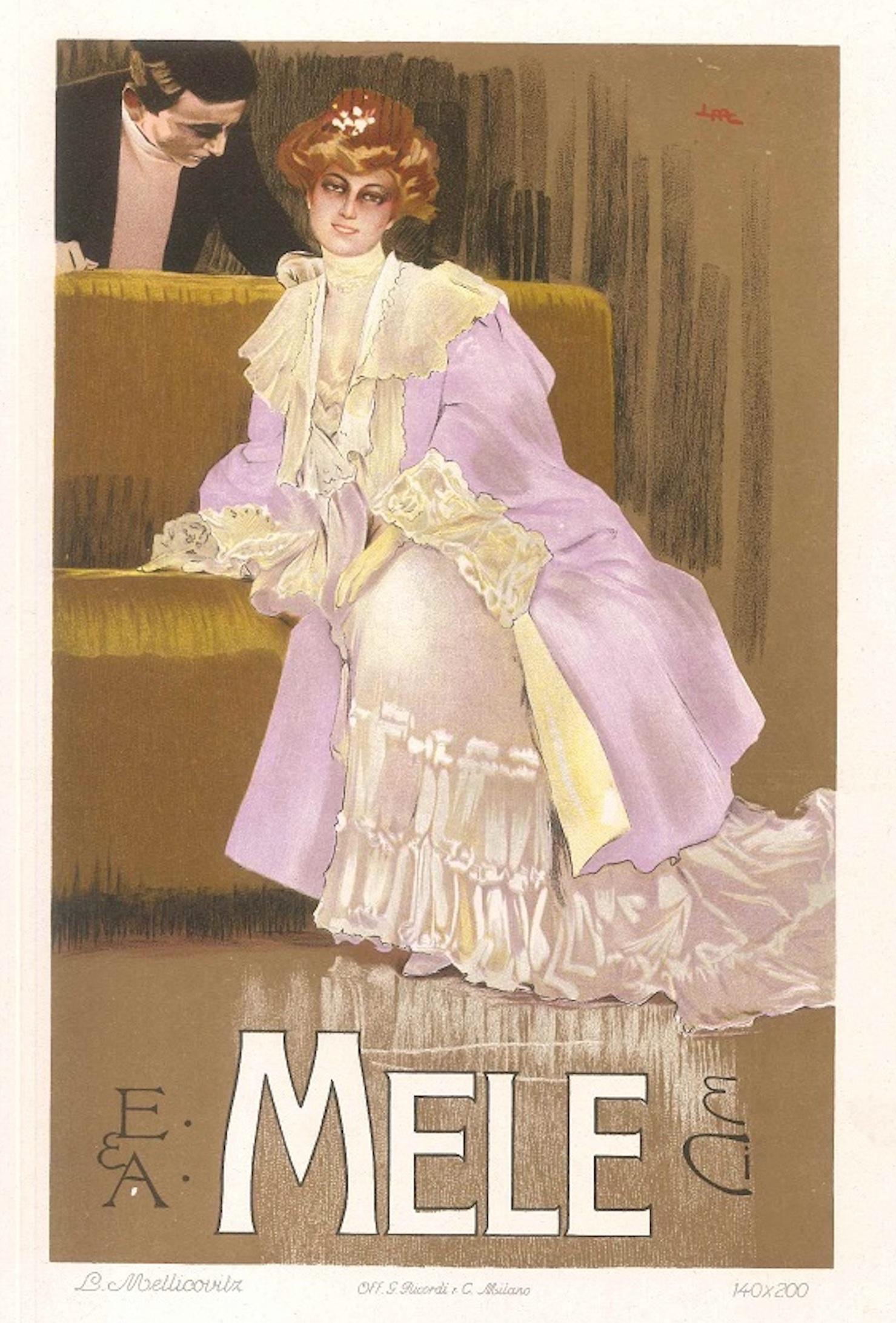 Leopoldo Metlicovitz Figurative Print - Mele - Original Vintage Advertising Lithographby L. Metlicovitz - 1906