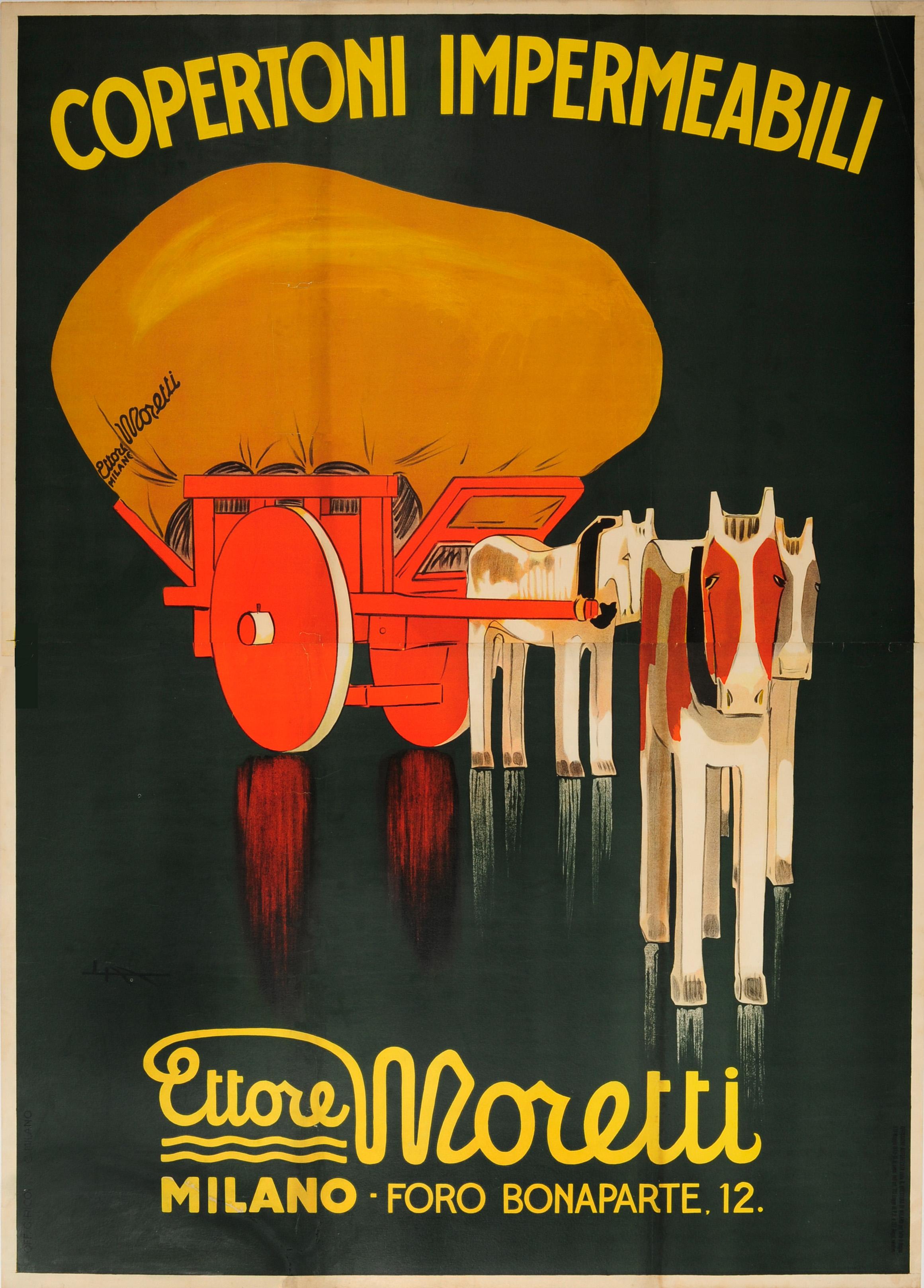 Print Leopoldo Metlicovitz - Affiche publicitaire vintage originale Tarpaulin Ettore Moretti Milano