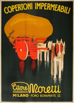 Original-Vintage-Werbeplakat, wasserdicht Tarpaulin, Ettore Moretti Milano