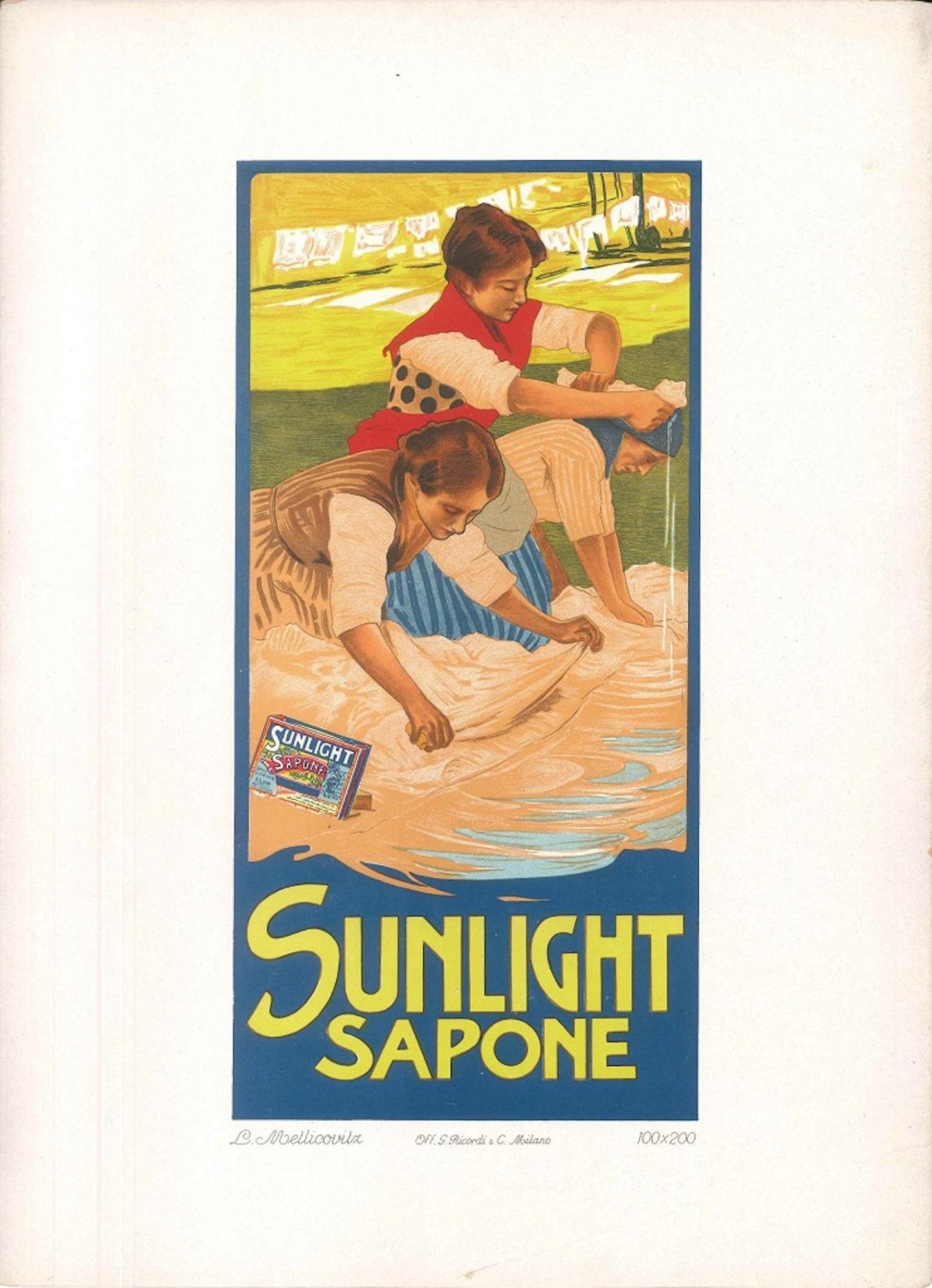 Sunlight Sapone - Vintage Adv Lithograph by L. Metlicovitz - 1900 ca. - Print by Leopoldo Metlicovitz