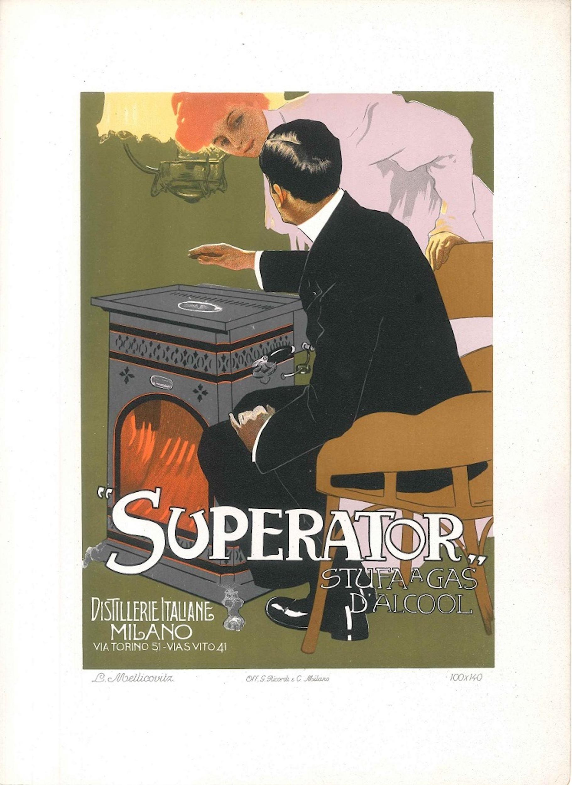 Superato - Litografía Vintage Adv de L. Metlicovitz - 1914 - Print de Leopoldo Metlicovitz